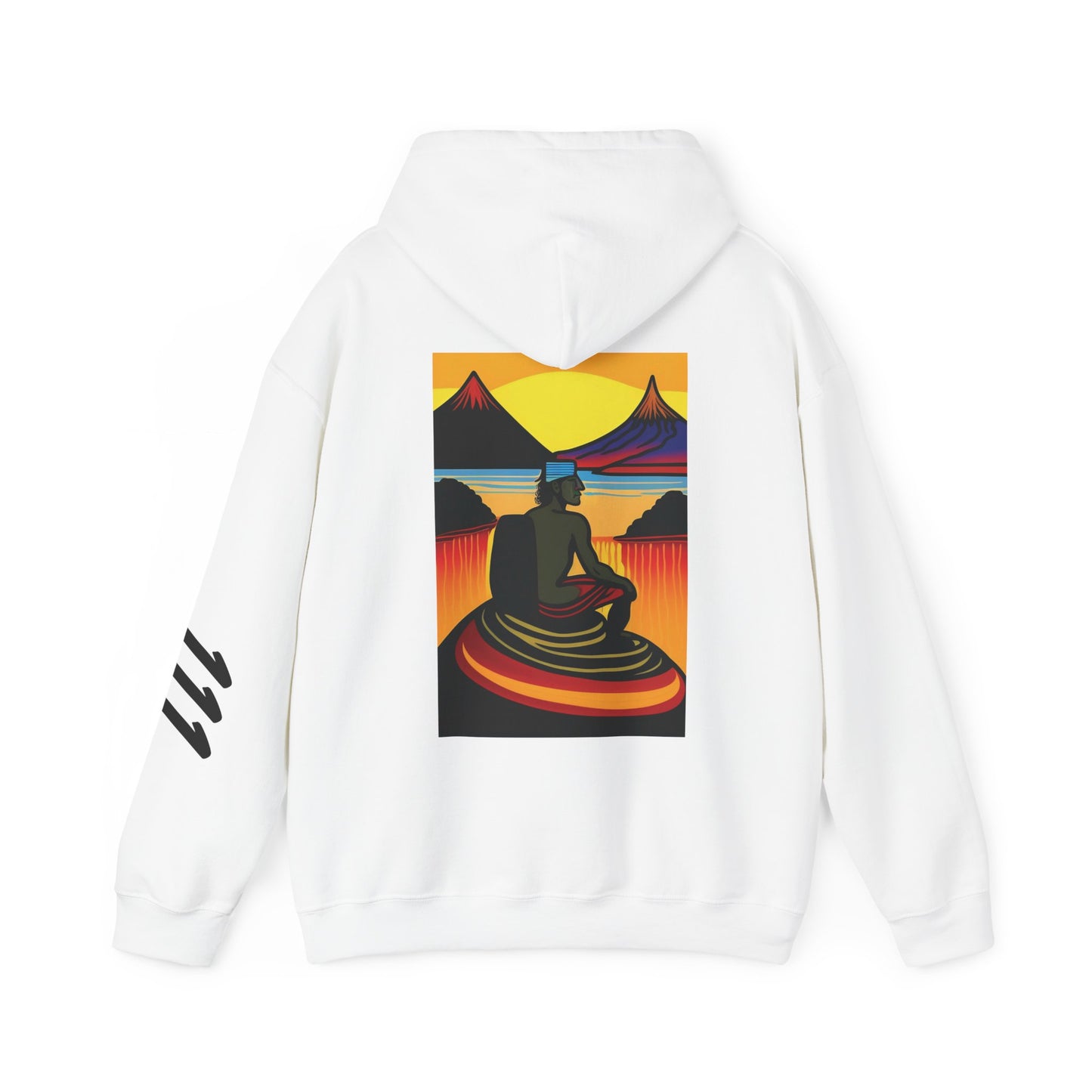 Sweat à capuche blanc personnalisable ;"MEDITATE" Unisexe Heavy Blend™ .