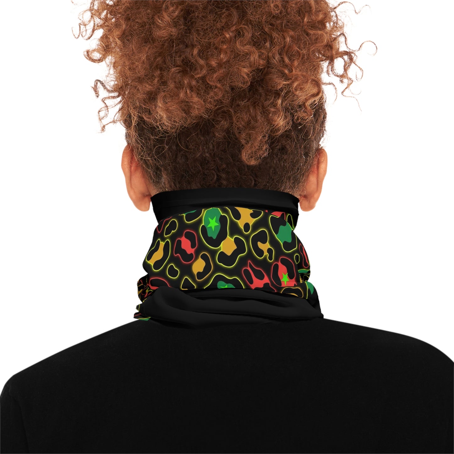 Rasta Leopard Print Neck Gaiter – Lightweight Colorful Animal Pattern