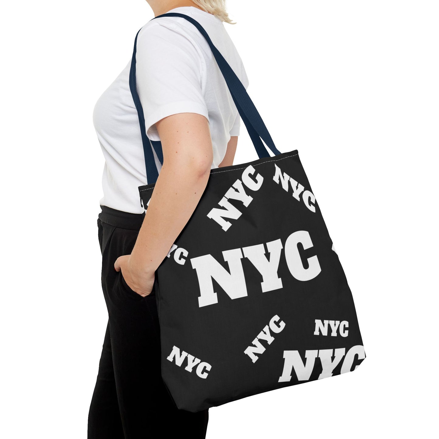 NYC Repeat Logo Tote Bag — Black City Graphic Tote