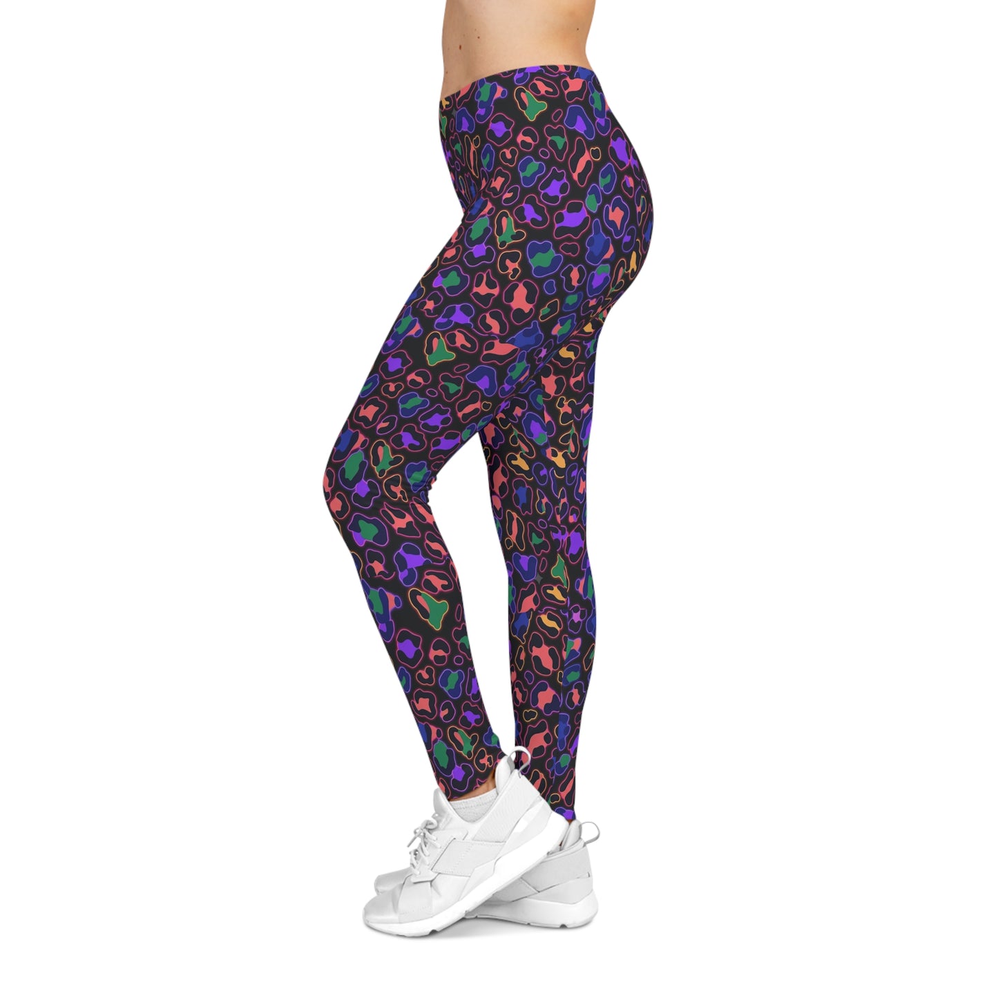 Neon Leopard Print Leggings — Colorful All-Over-Print Women's Leggings