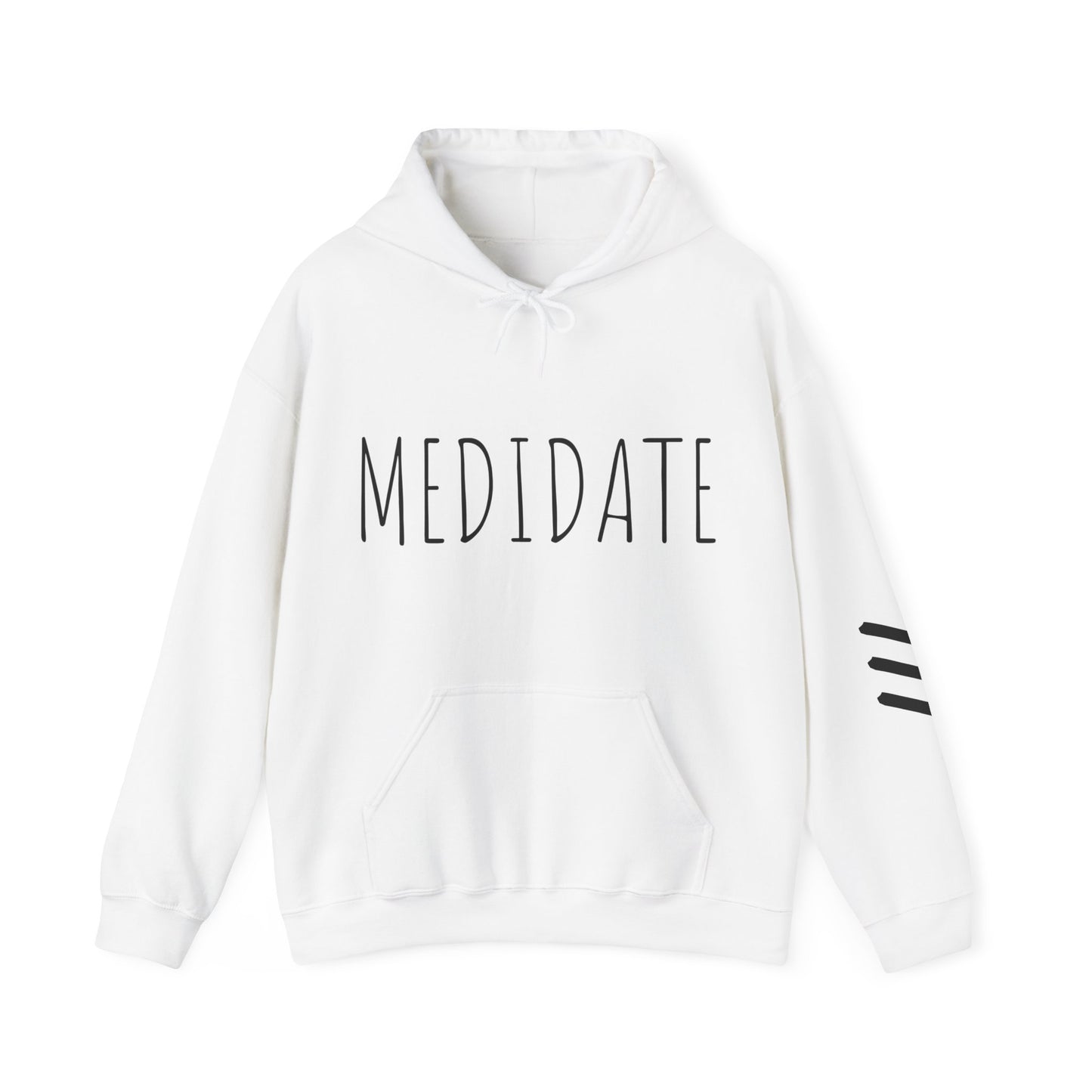 Sweat à capuche blanc personnalisable ;"MEDITATE" Unisexe Heavy Blend™ .