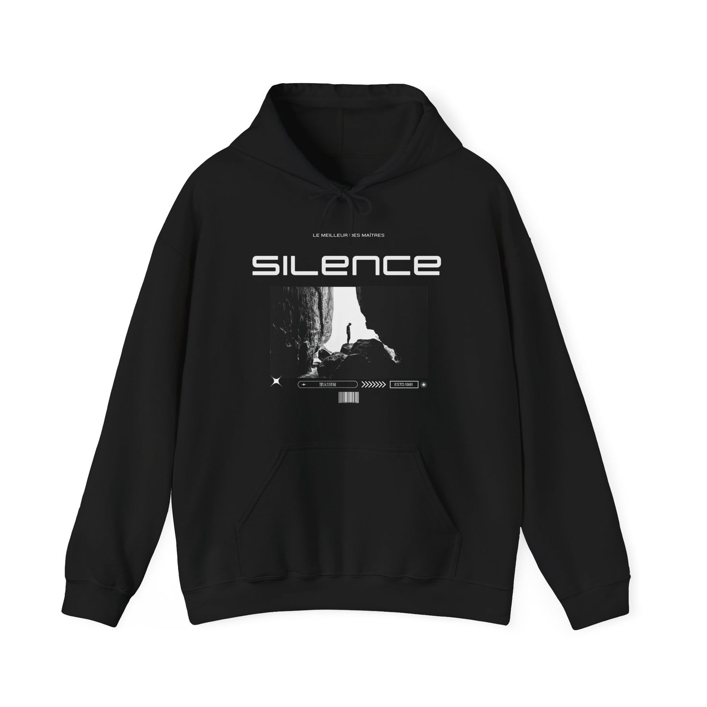 Pull à capuche noir personnalisable "Edition "SILENCE"
