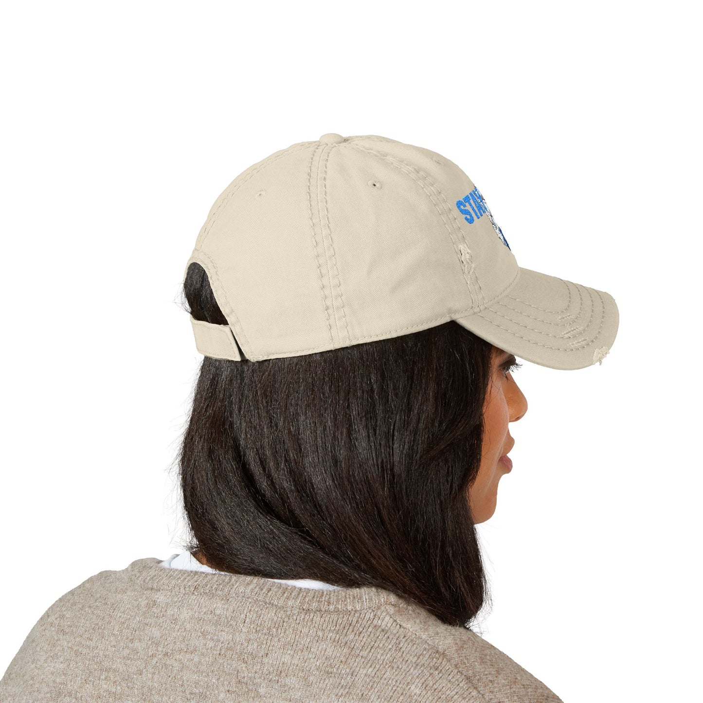 Stay Cool Distressed Dad Hat — Embroidered Floral Ice Design