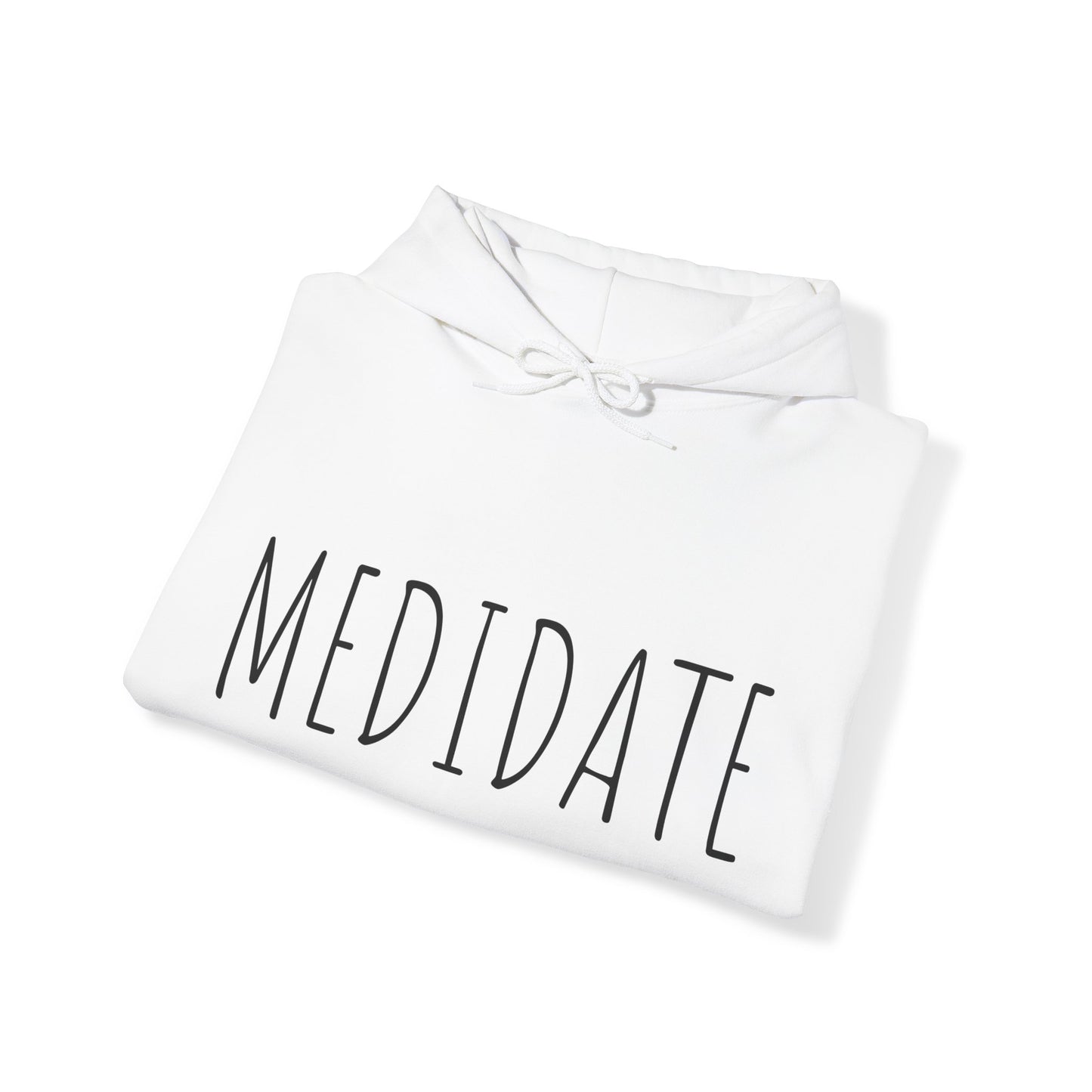 Sweat à capuche blanc personnalisable ;"MEDITATE" Unisexe Heavy Blend™ .