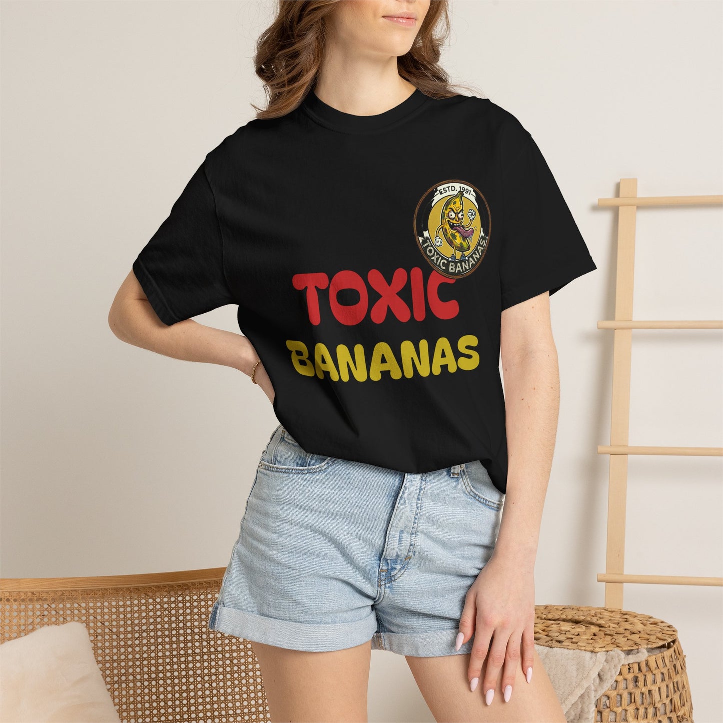 T-Shirt — "Toxic Bananas" Funny Graphic Tee (Retro Cartoon Bananas)