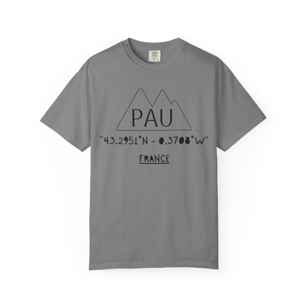 Pau France Coordinates T-Shirt — Minimal Mountain Graphic Travel Tee