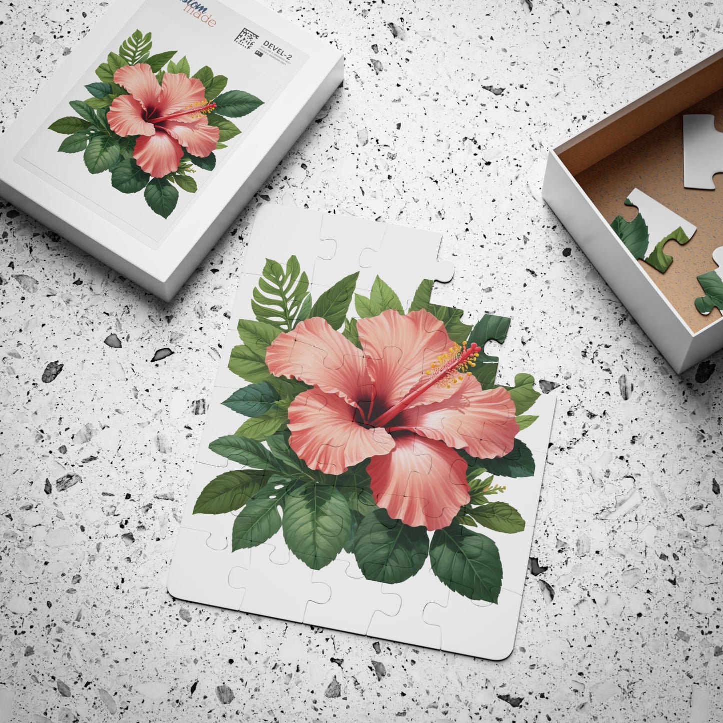 Puzzle personnalisable pour enfants - 30 pièces ; Design hibiscus.