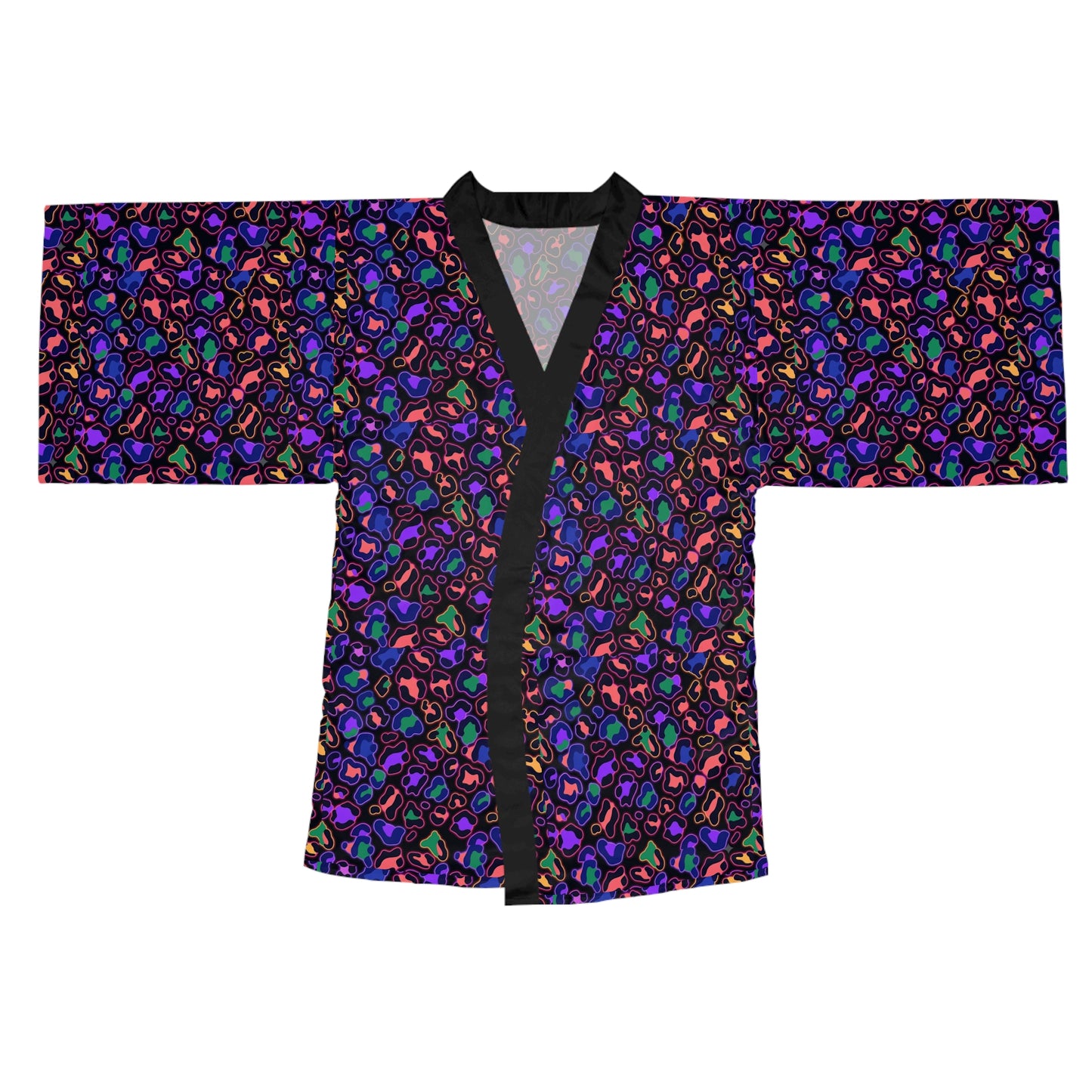 Leopard Heart Kimono Robe — Vibrant Rainbow Animal Print Lounge Robe