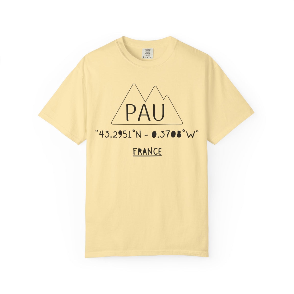 Pau France Coordinates T-Shirt — Minimal Mountain Graphic Travel Tee