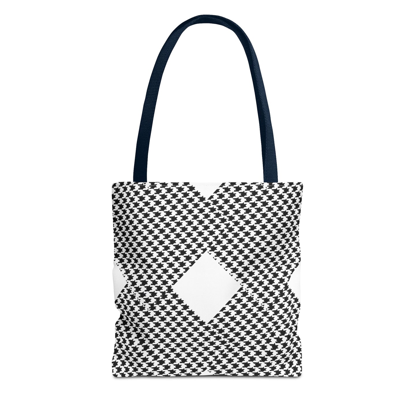 Geometric Houndstooth Diamond Tote Bag – Black & White Patterned Everyday Tote