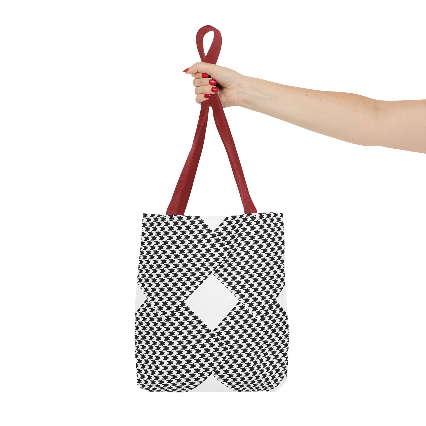 Geometric Houndstooth Diamond Tote Bag – Black & White Patterned Everyday Tote