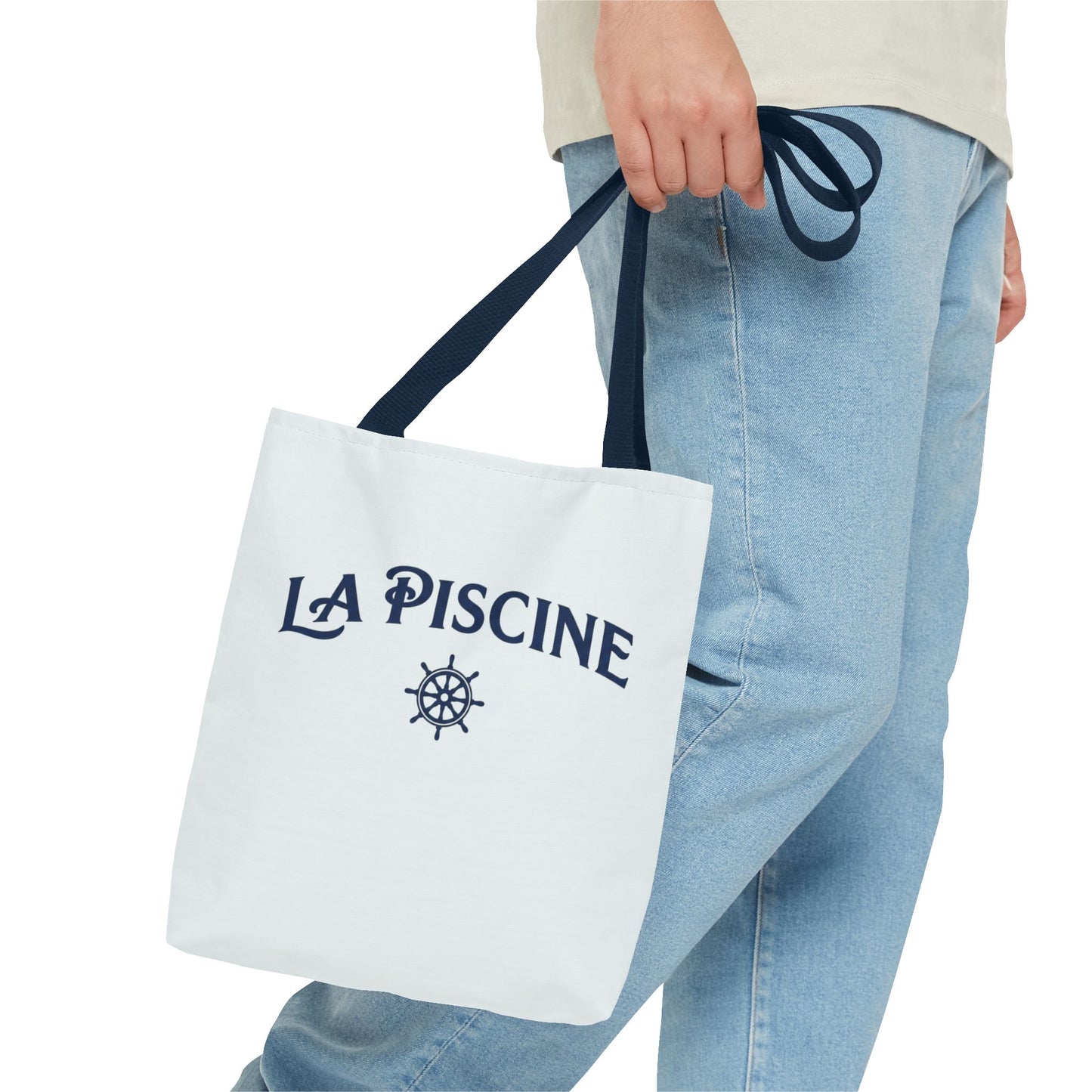 La Piscine Nautical Tote Bag – Beach & Pool Canvas Tote with Ship Wheel Design