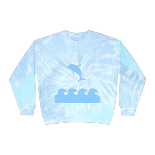 Sweatshirt Tie-Dye personnalisable Unisexe  bleu Design Dauphin.