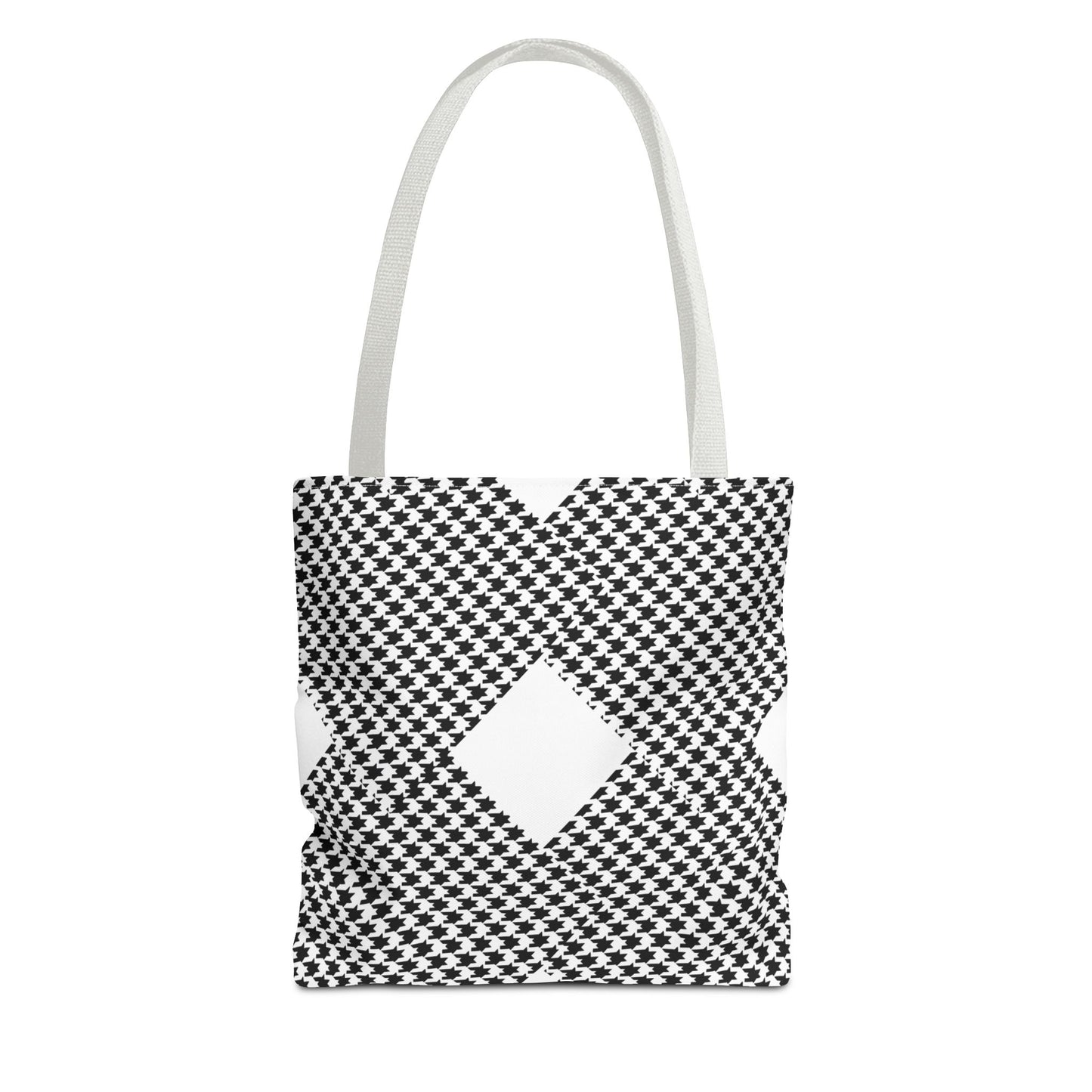 Geometric Houndstooth Diamond Tote Bag – Black & White Patterned Everyday Tote