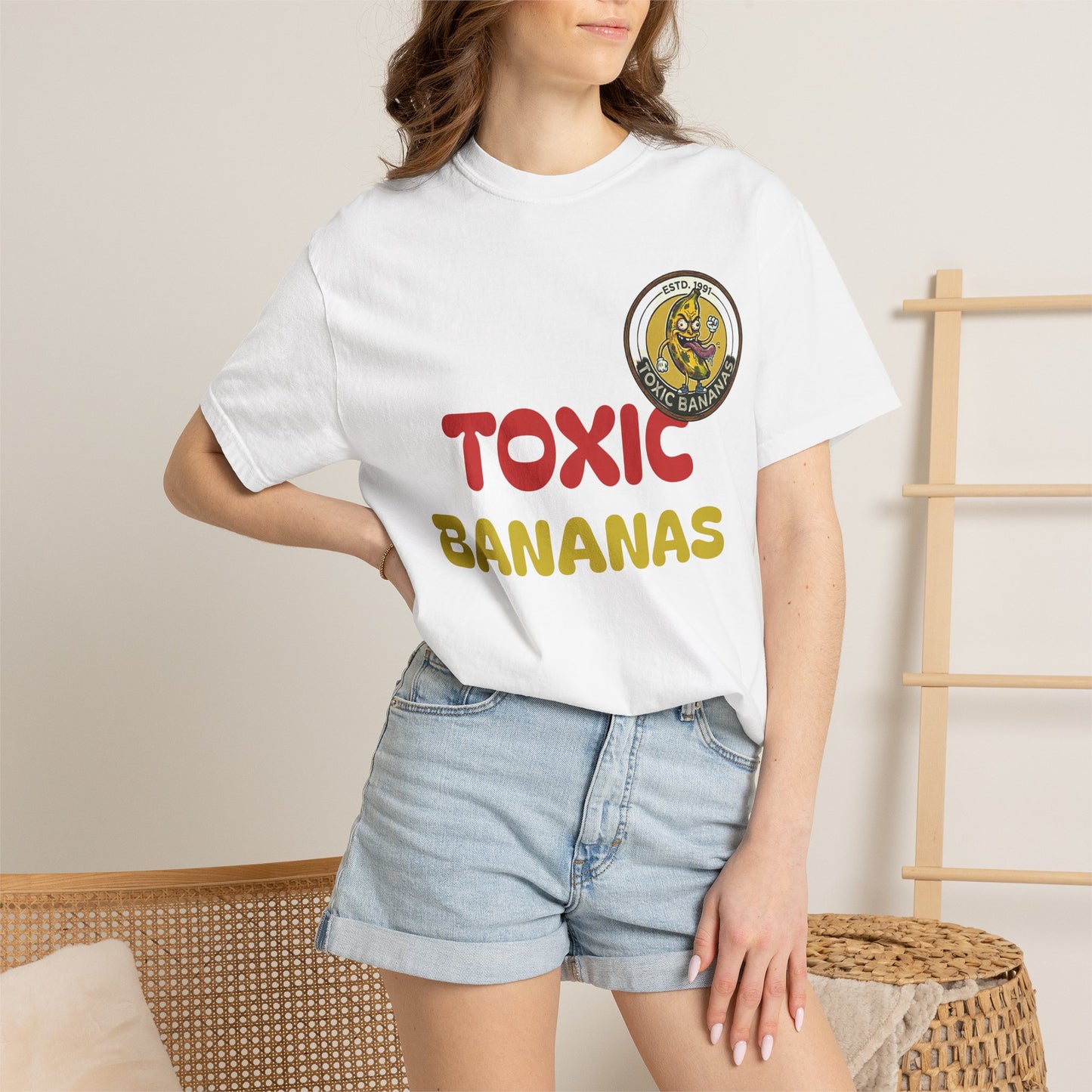 T-Shirt — "Toxic Bananas" Funny Graphic Tee (Retro Cartoon Bananas)