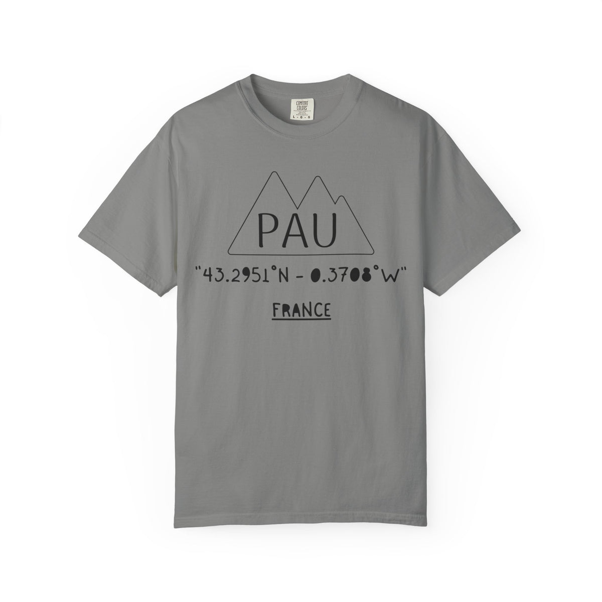 Pau France Coordinates T-Shirt — Minimal Mountain Graphic Travel Tee