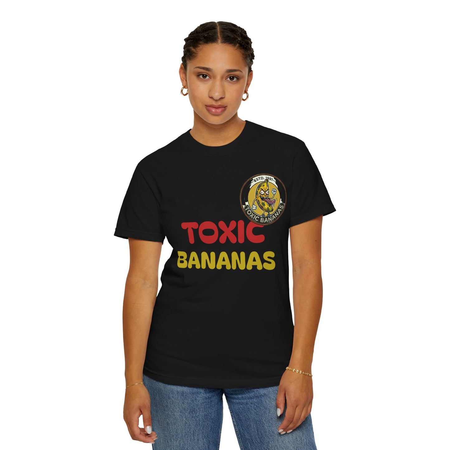 T-Shirt — "Toxic Bananas" Funny Graphic Tee (Retro Cartoon Bananas)
