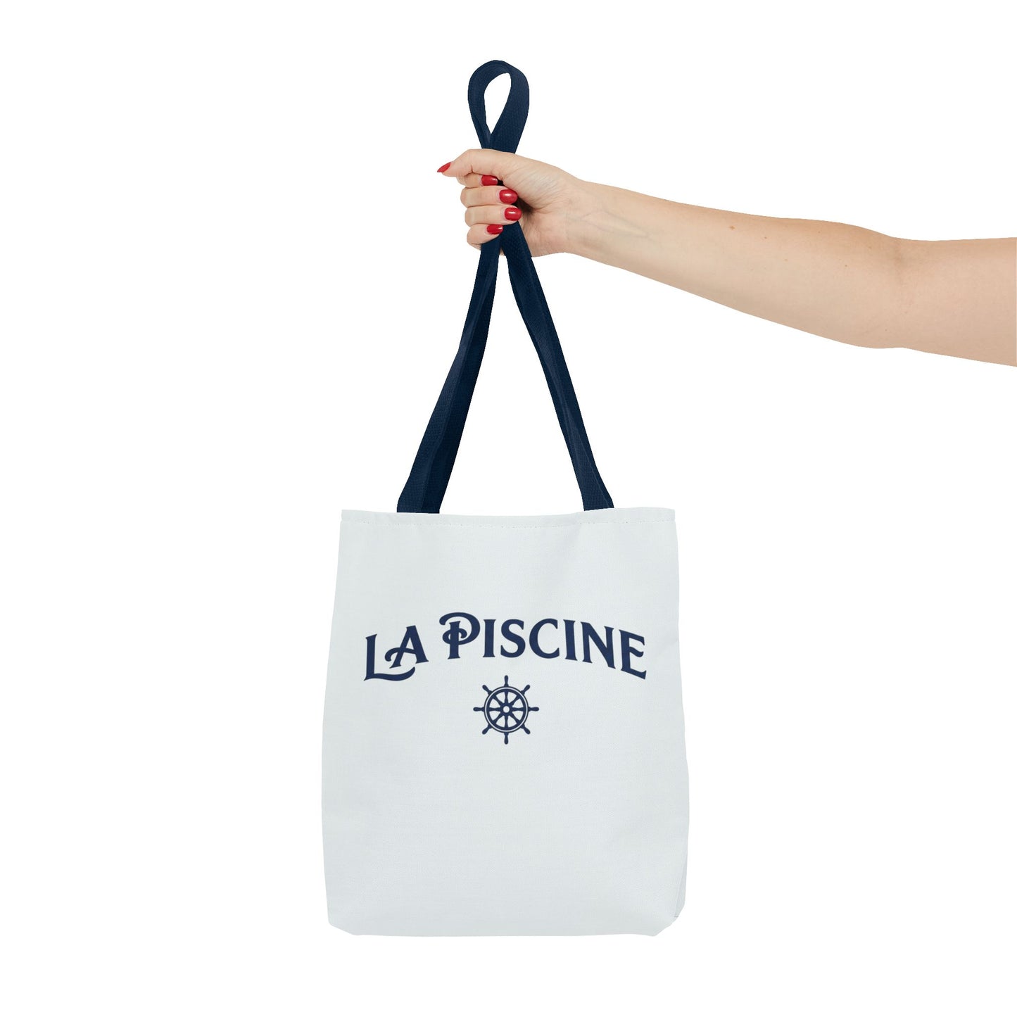 La Piscine Nautical Tote Bag – Beach & Pool Canvas Tote with Ship Wheel Design