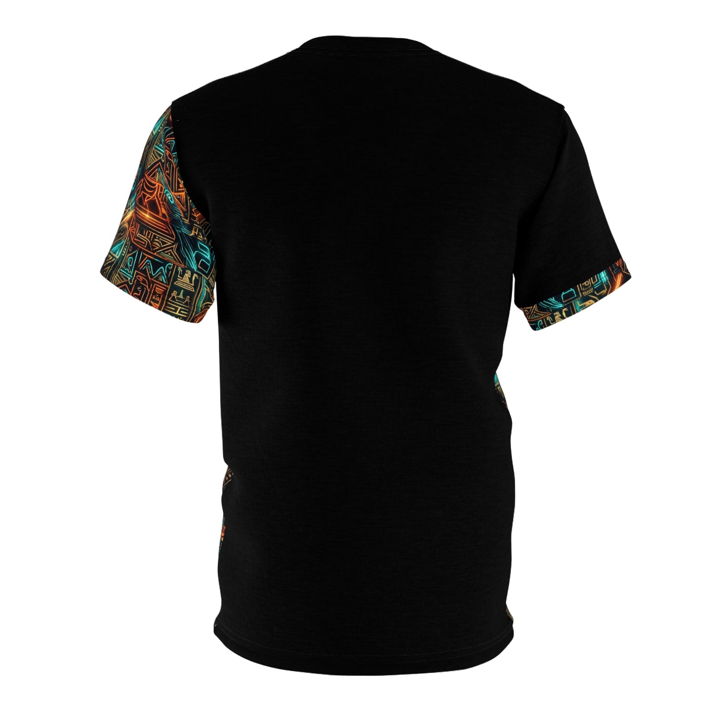 Futuristic Tribal graphic Print Tee — Geometric Neon Tribal Pattern