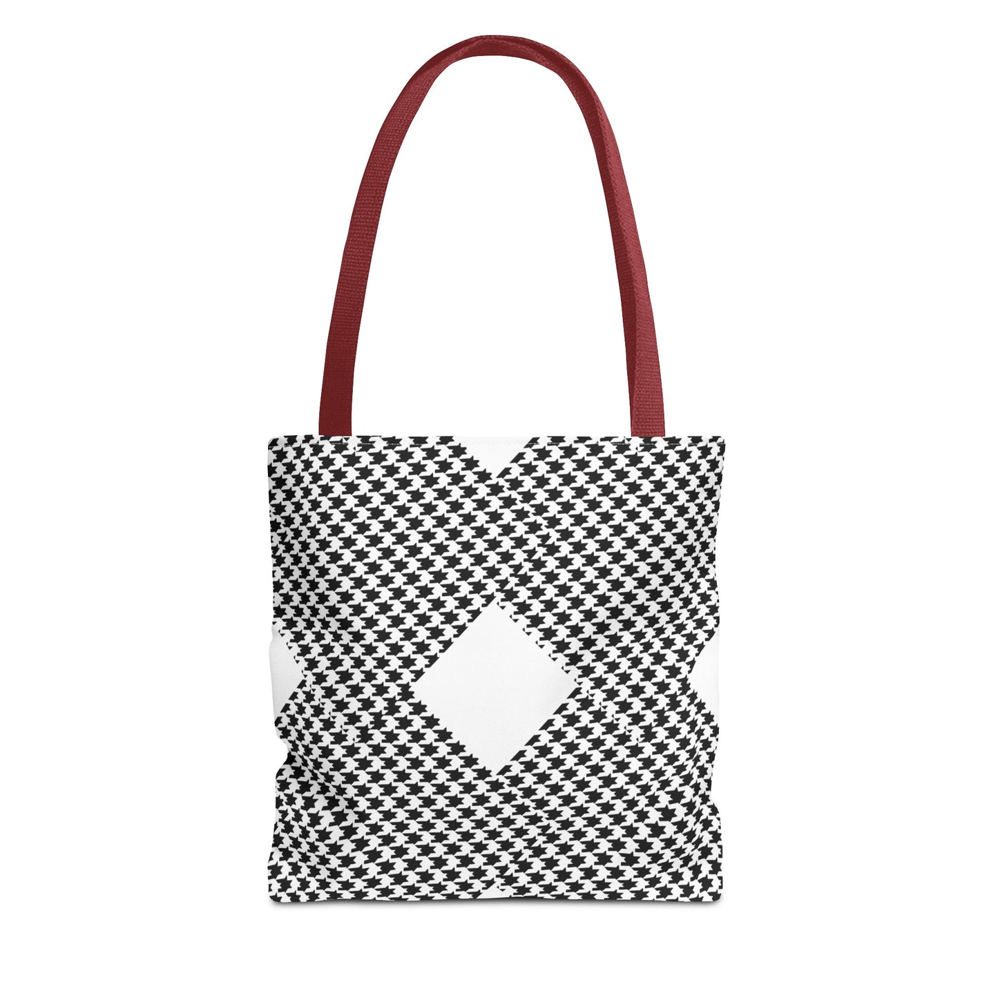 Geometric Houndstooth Diamond Tote Bag – Black & White Patterned Everyday Tote