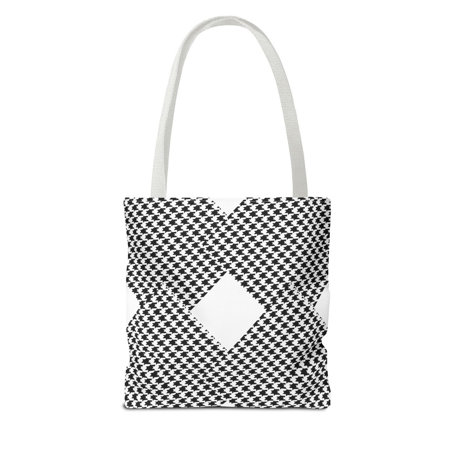Geometric Houndstooth Diamond Tote Bag – Black & White Patterned Everyday Tote