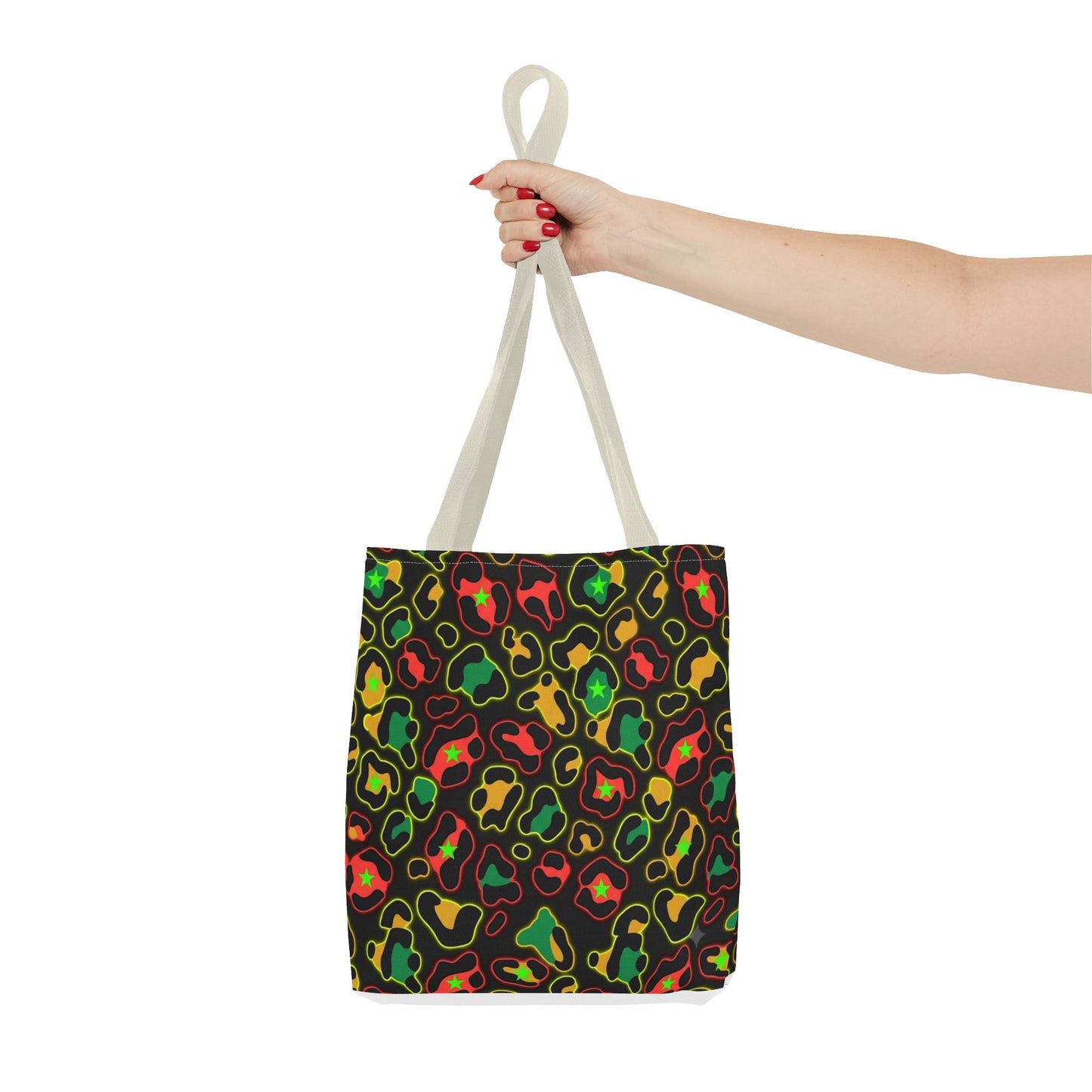 Rasta Leopard Print Tote Bag – Colorful Reggae-Inspired Print