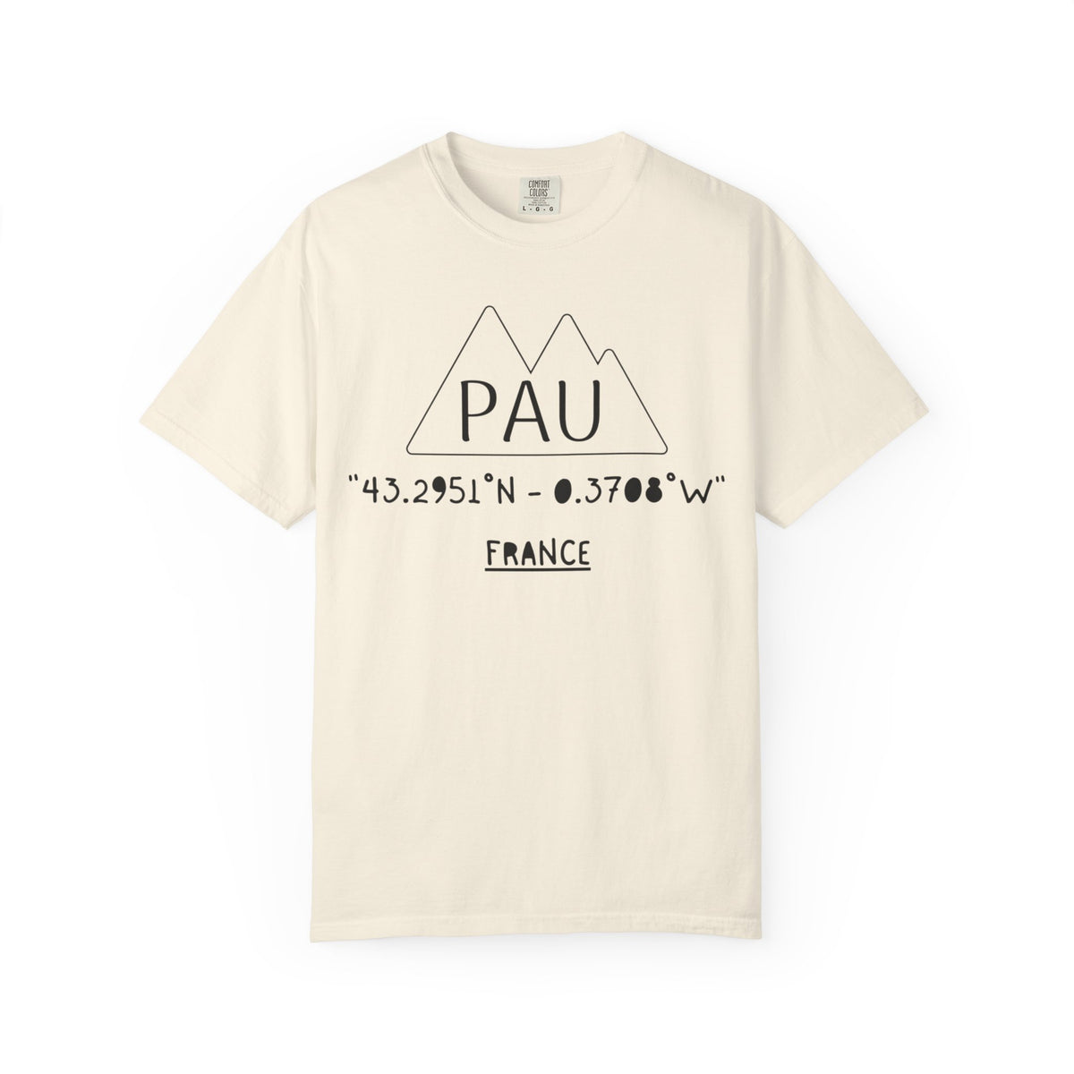 Pau France Coordinates T-Shirt — Minimal Mountain Graphic Travel Tee