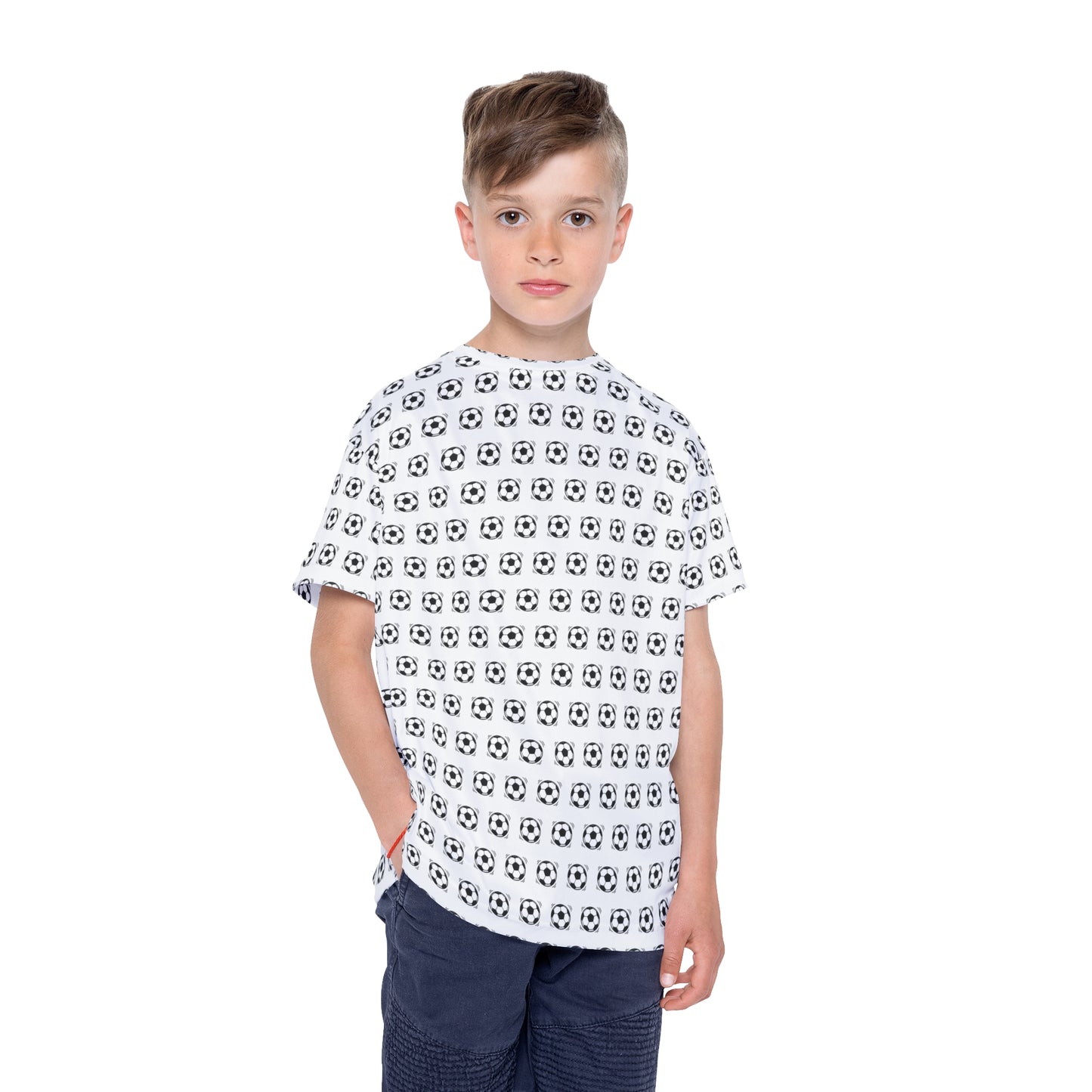 Kids Soccer Jersey — All-Over Black & White Soccer Ball Print