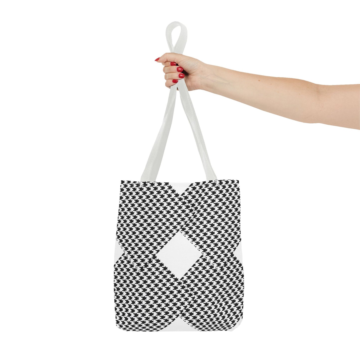 Geometric Houndstooth Diamond Tote Bag – Black & White Patterned Everyday Tote