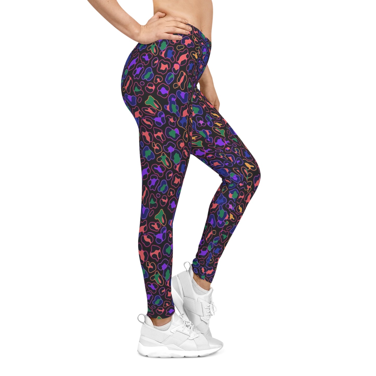Neon Leopard Print Leggings — Colorful All-Over-Print Women's Leggings
