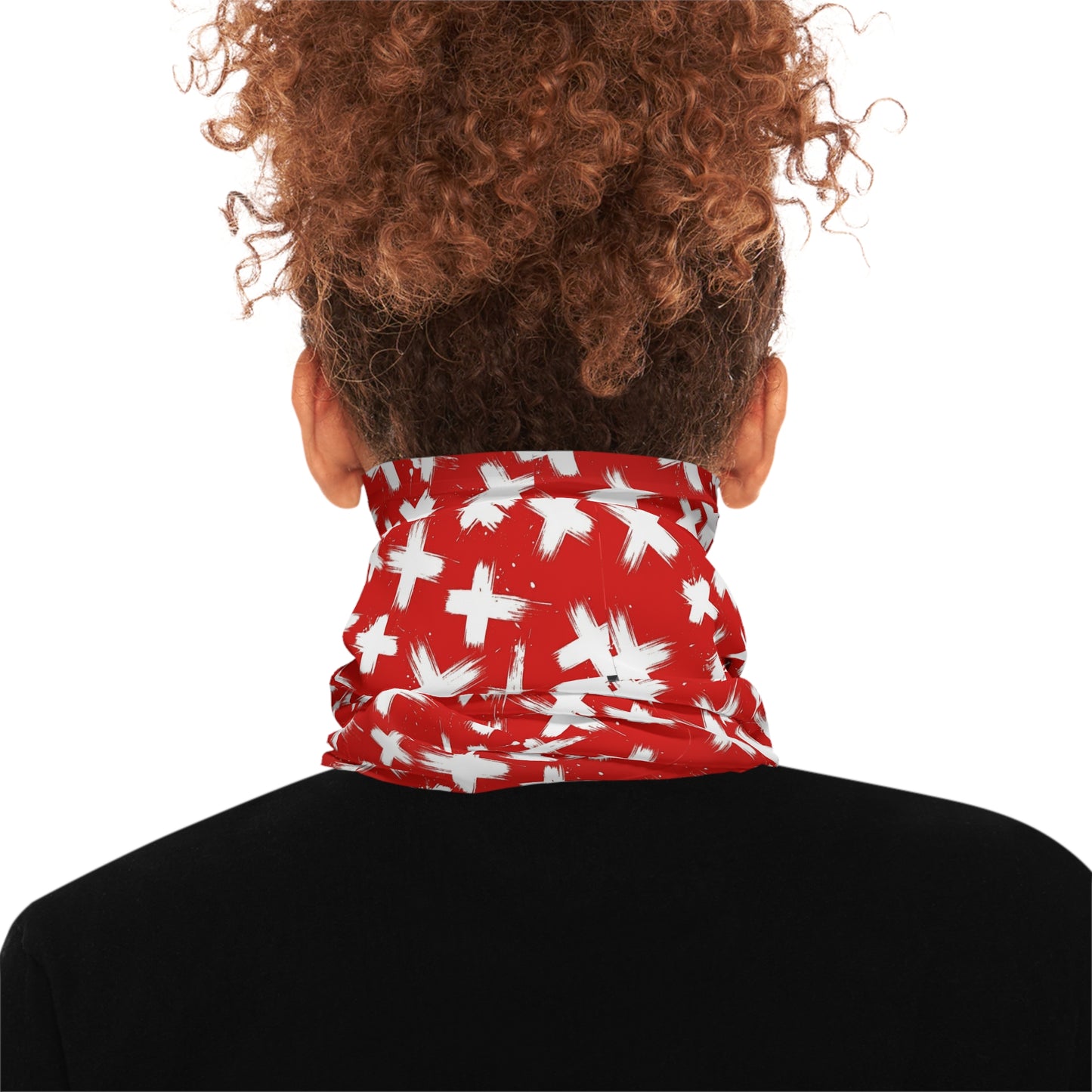 Red Cross Brushstroke Neck Gaiter — Lightweight Face Covering