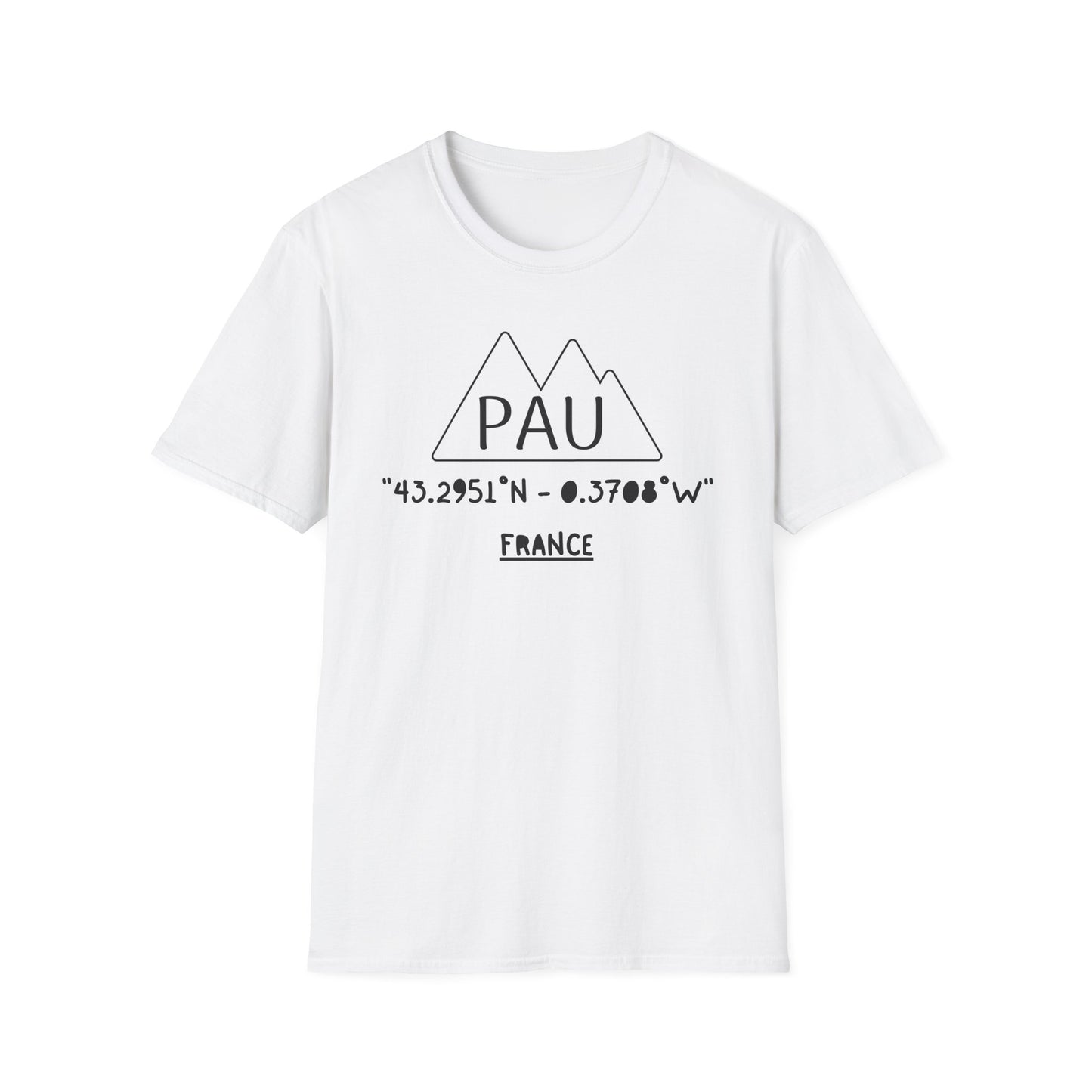 T-shirt Pau ; Pau Coordinates/ Tee shirt Pau blanc cotton /Tourism lover Tshirt,