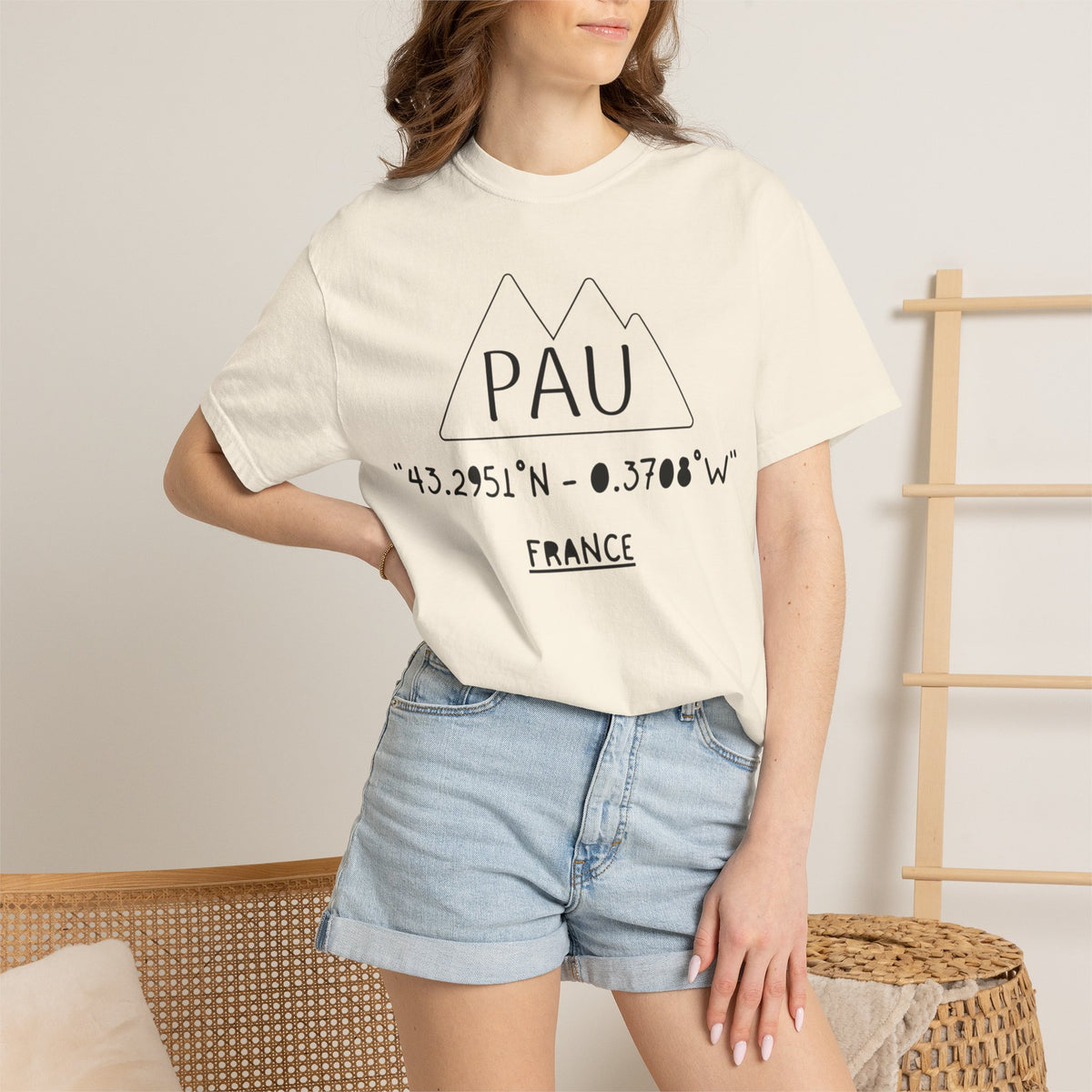 Pau France Coordinates T-Shirt — Minimal Mountain Graphic Travel Tee