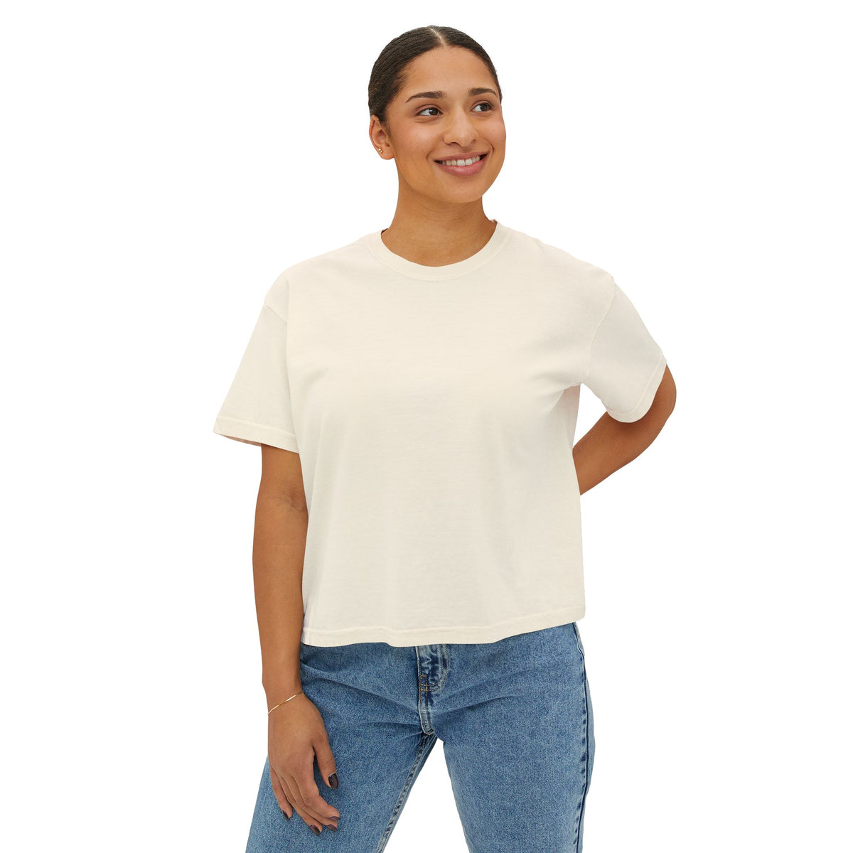 Women's Boxy Tee with Floral Skull Design