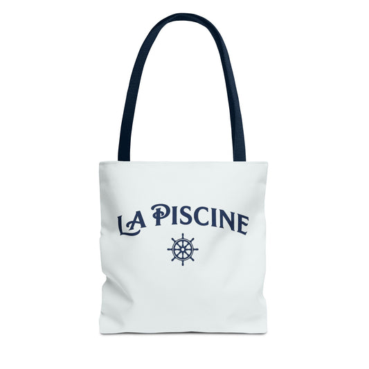 La Piscine Nautical Tote Bag – Beach & Pool Canvas Tote with Ship Wheel Design