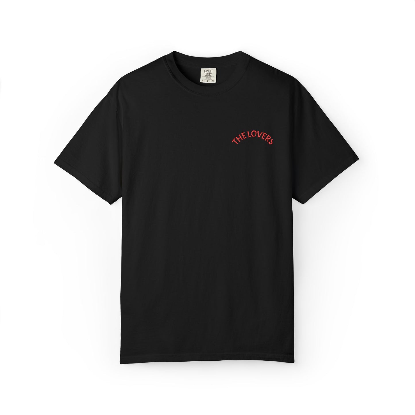 The Lovers chest script T-shirt | small red text