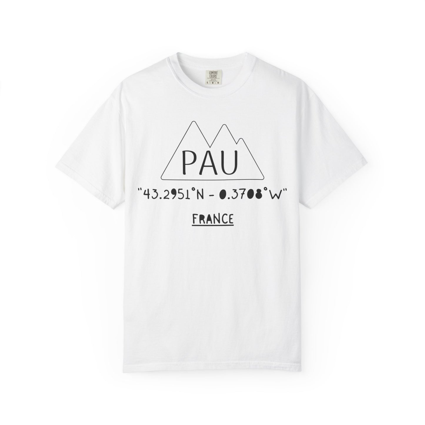 Pau France Coordinates T-Shirt — Minimal Mountain Graphic Travel Tee