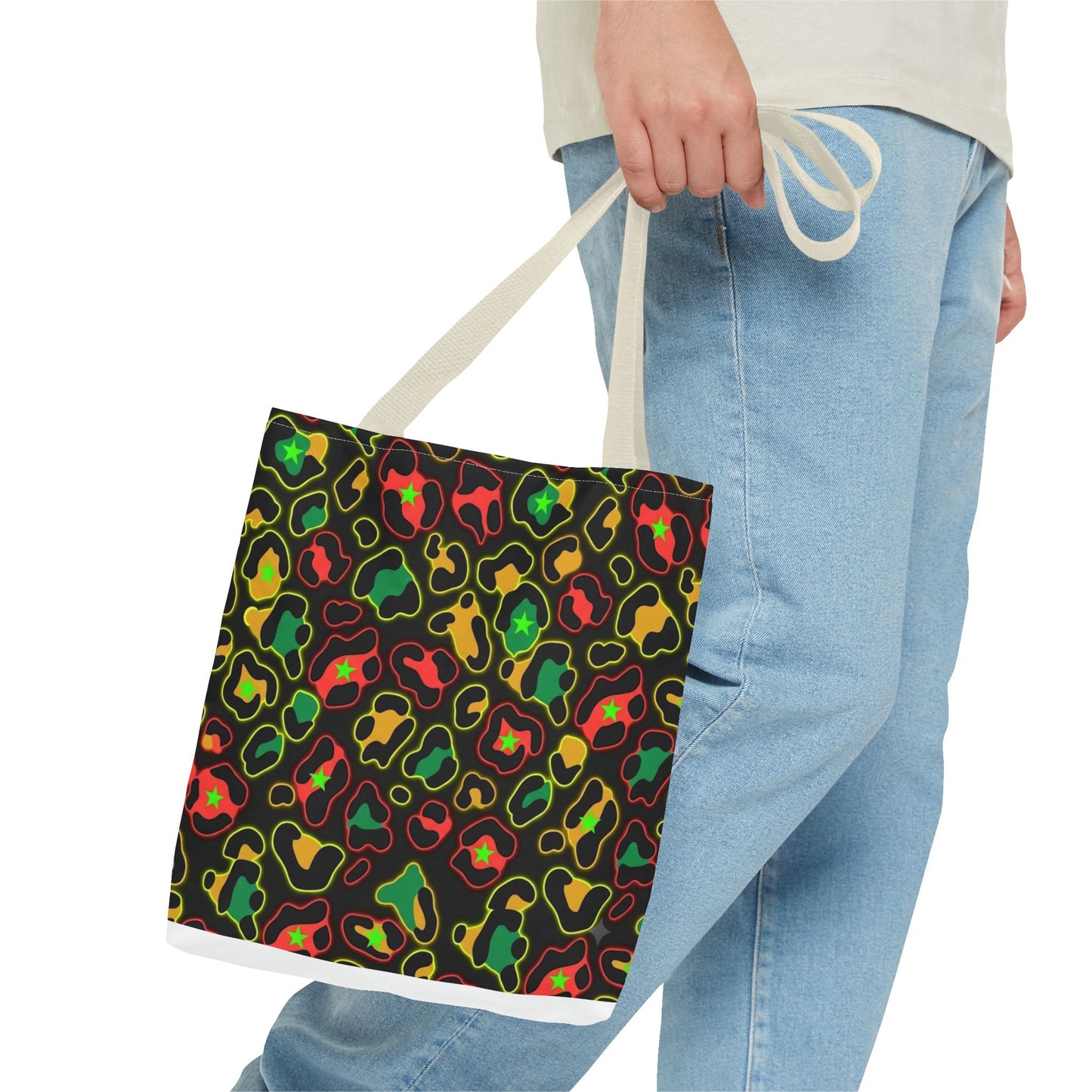 Rasta Leopard Print Tote Bag – Colorful Reggae-Inspired Print