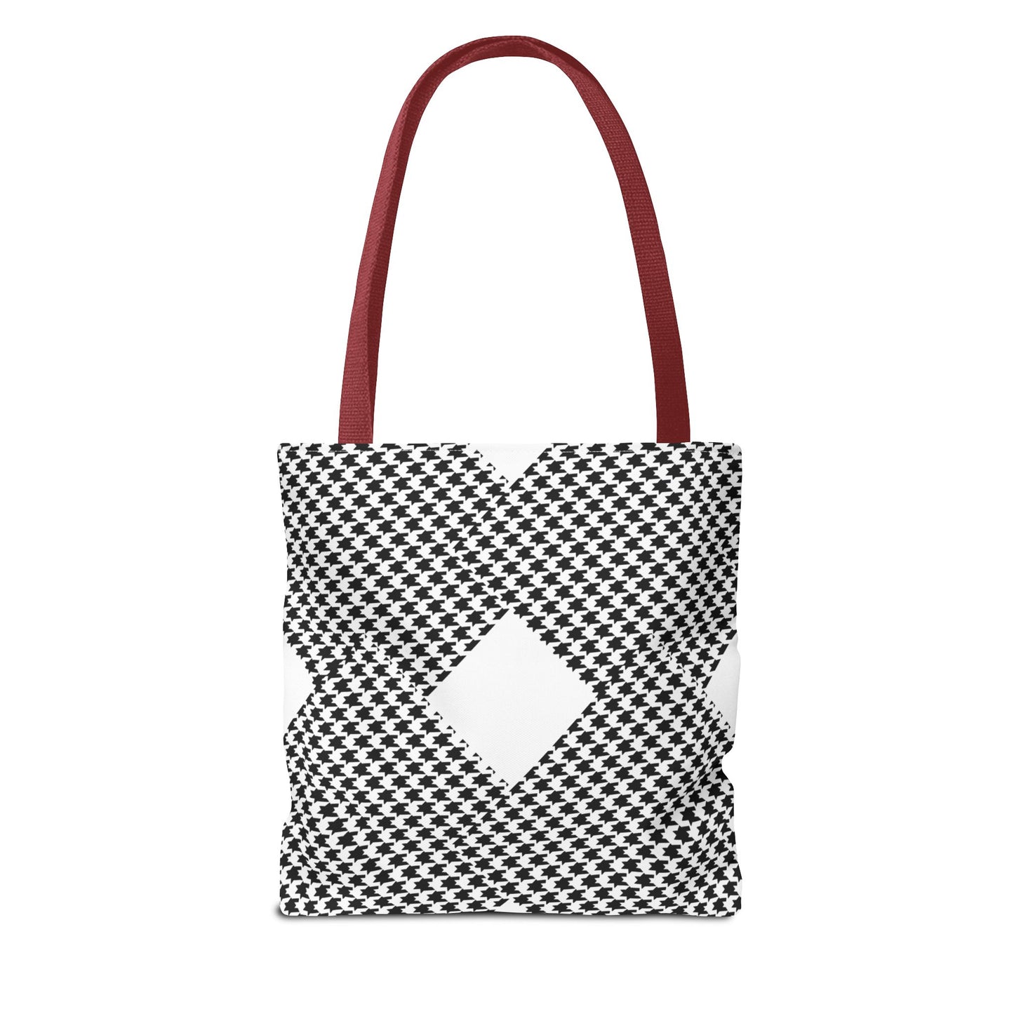 Geometric Houndstooth Diamond Tote Bag – Black & White Patterned Everyday Tote