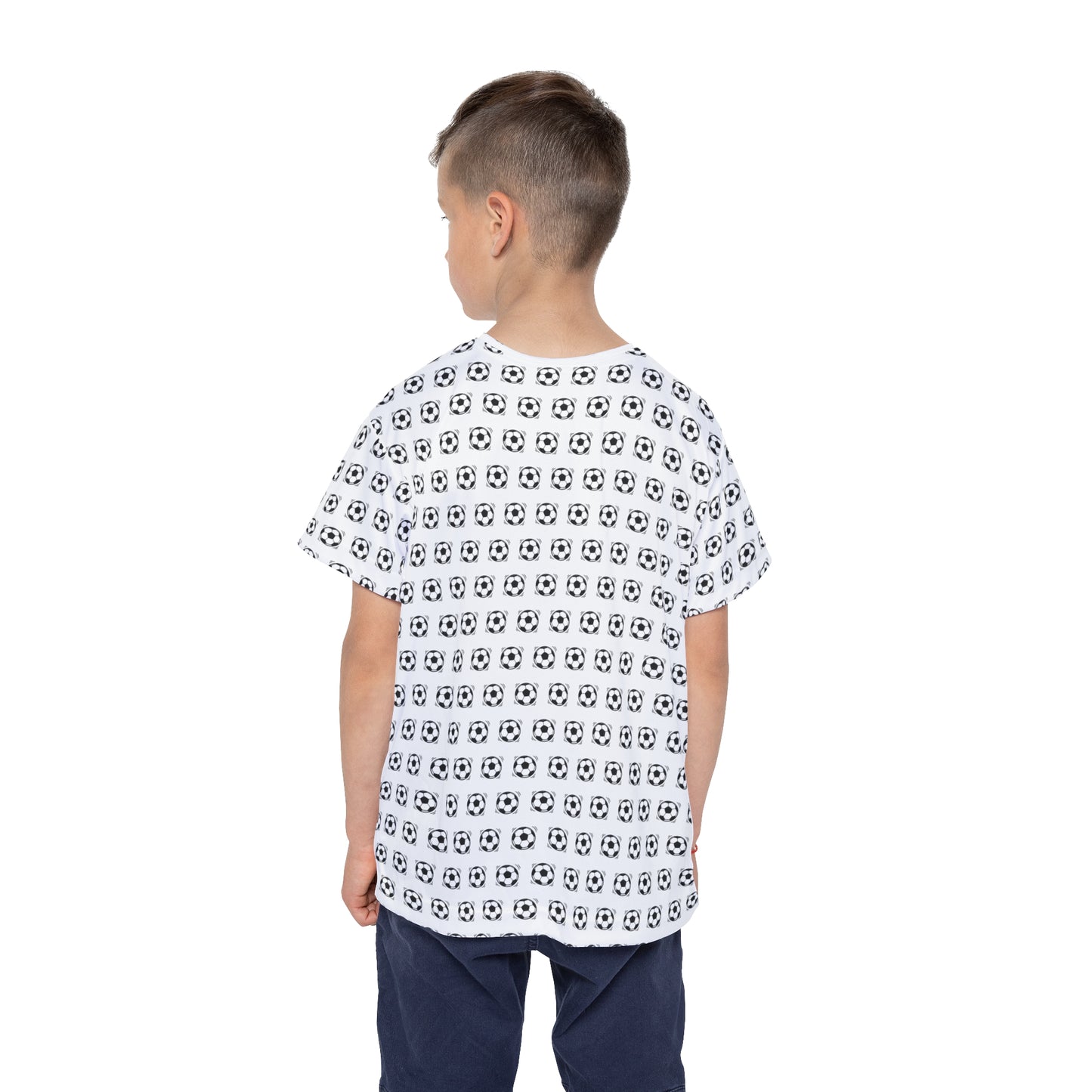 Kids Soccer Jersey — All-Over Black & White Soccer Ball Print