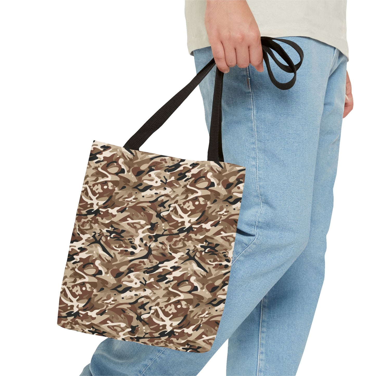 Desert Camo Tote Bag — All-Over Print Canvas Shopping & Everyday Carry