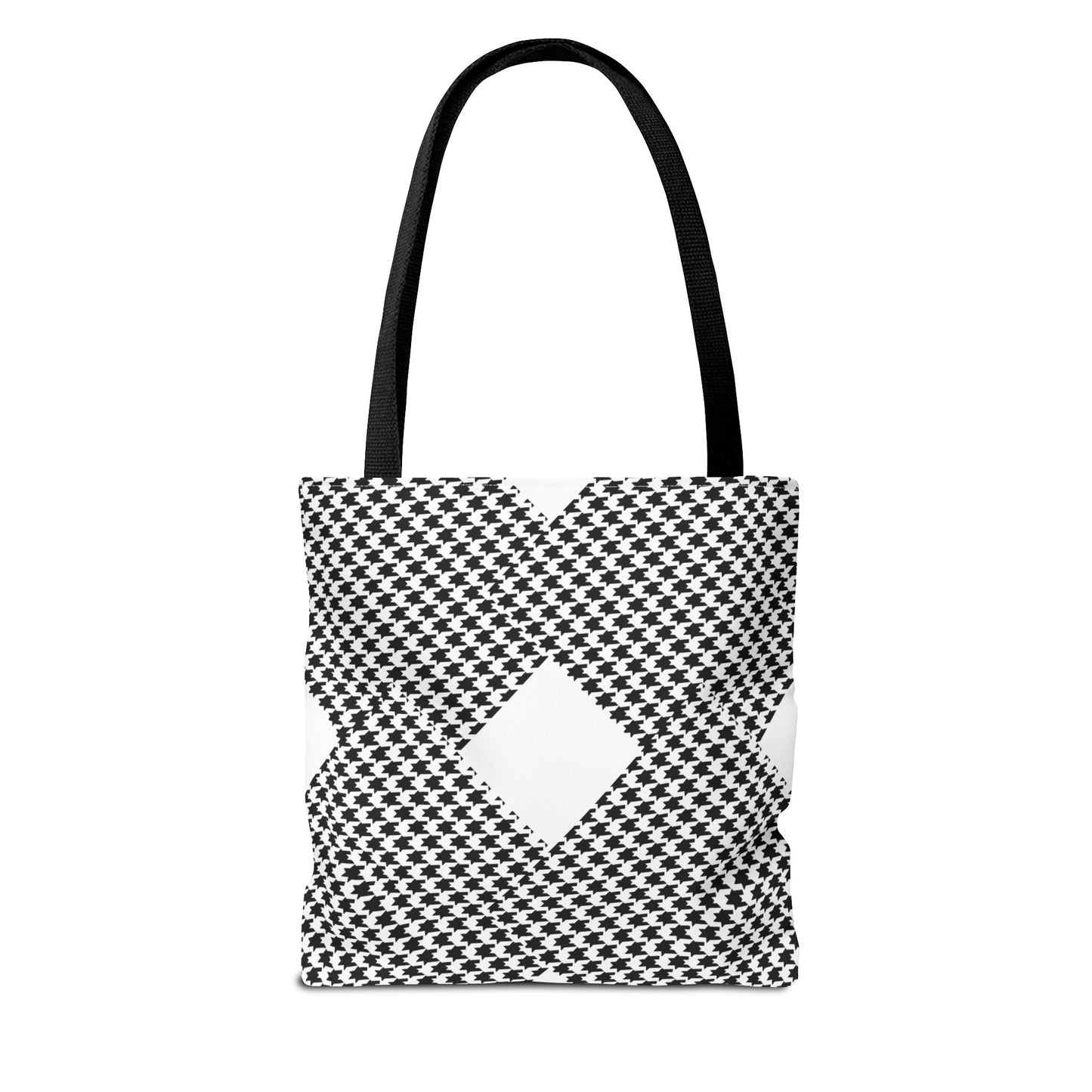 Geometric Houndstooth Diamond Tote Bag – Black & White Patterned Everyday Tote
