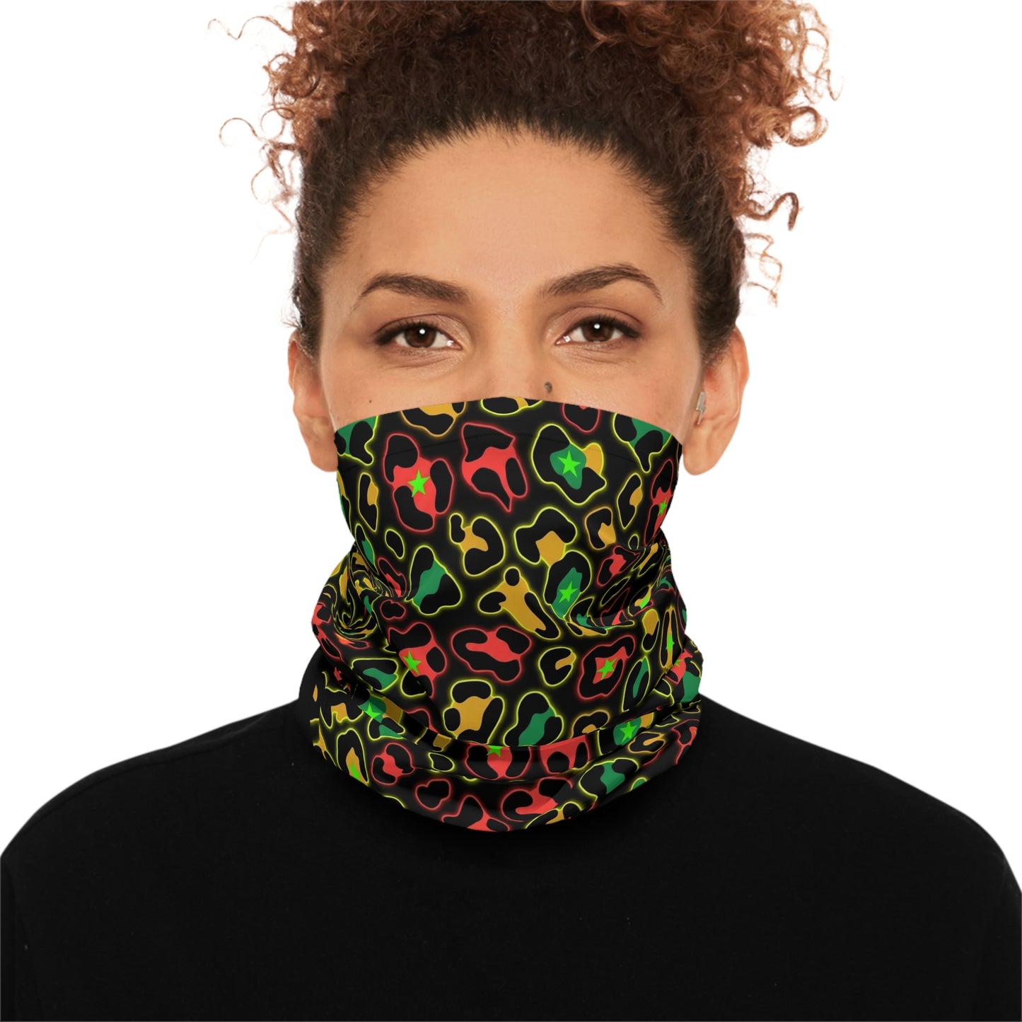 Rasta Leopard Print Neck Gaiter – Lightweight Colorful Animal Pattern