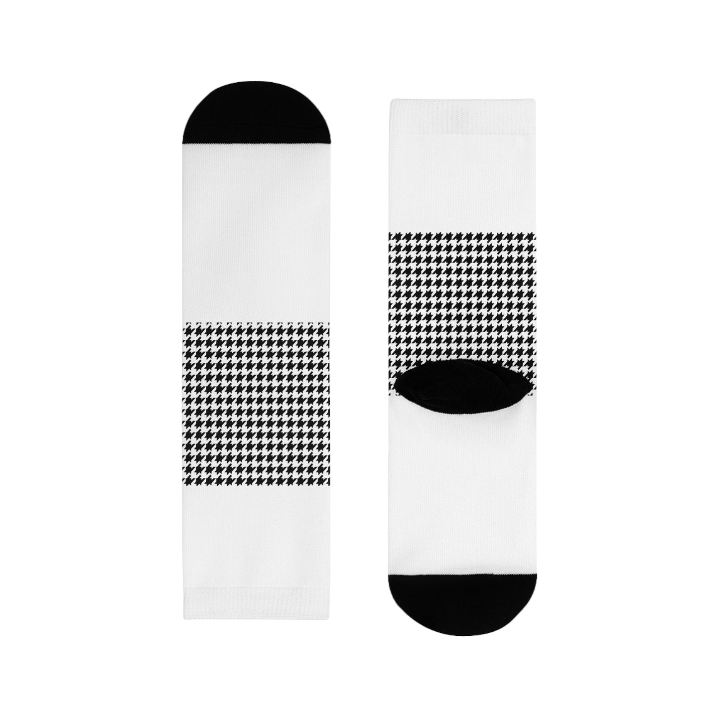 Houndstooth Edition Crew Socks — Black & White Classic