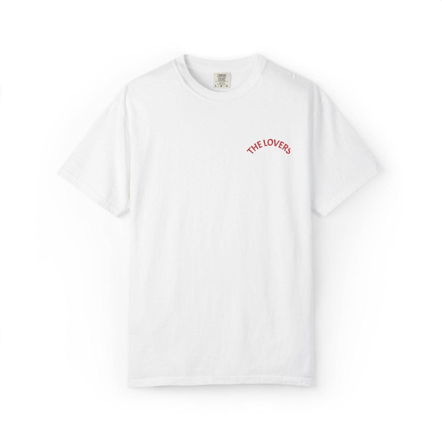 The Lovers chest script T-shirt | small red text