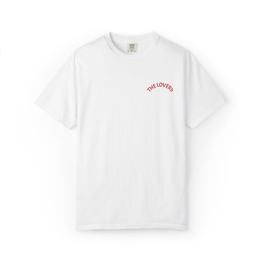 The Lovers chest script T-shirt | small red text