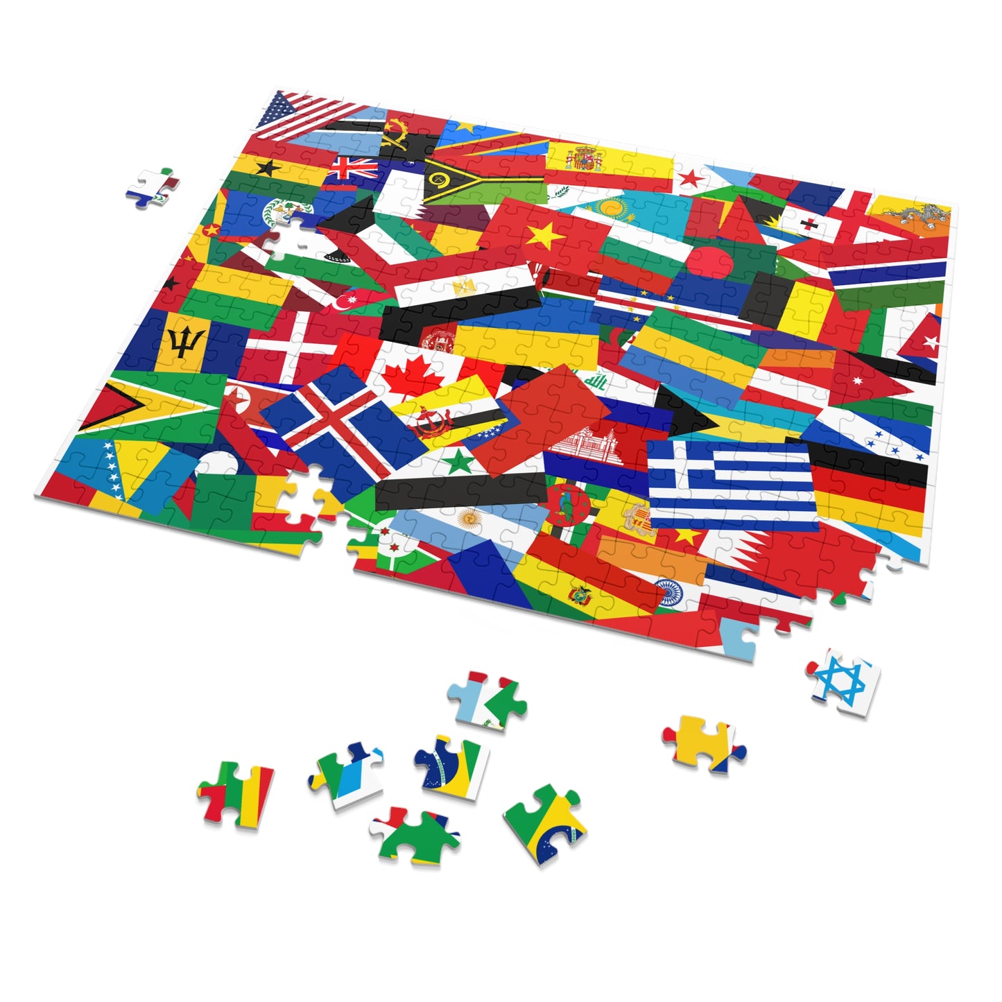 Puzzle éducatif personnalisable "Drapeaux du Monde" (Adultes /Enfants)