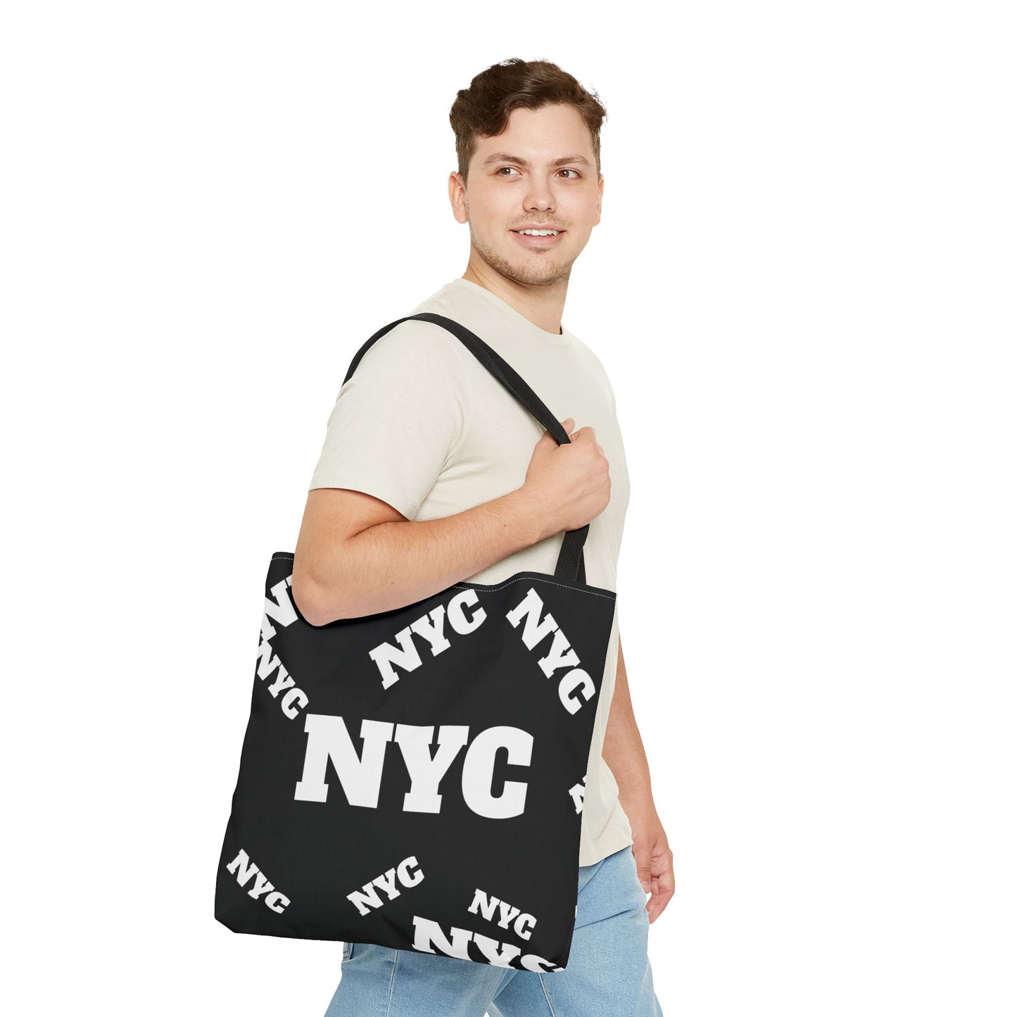 NYC Repeat Logo Tote Bag — Black City Graphic Tote
