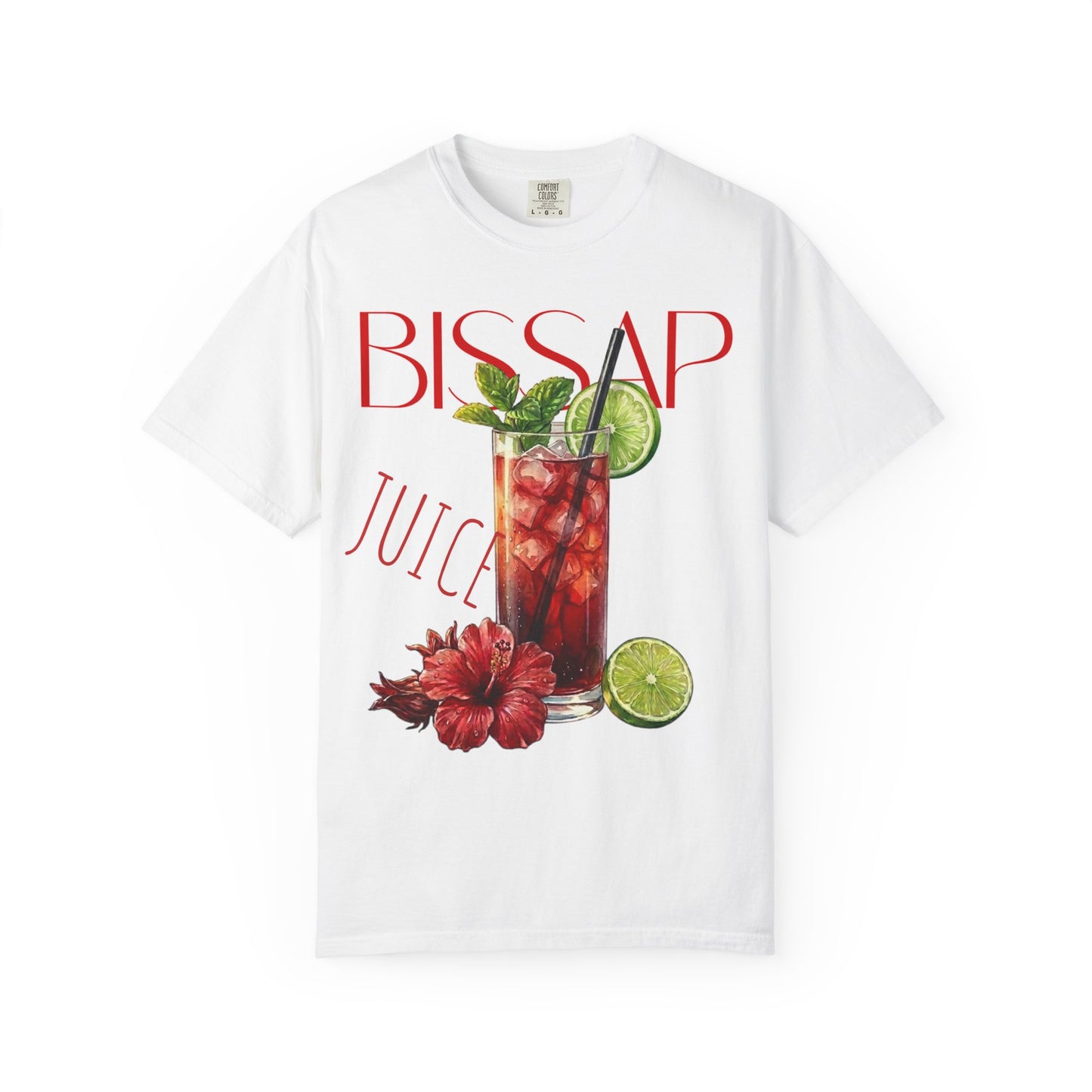 Cotton white T-Shirt — Hibiscus Bissap Juice Tropical Drink Tee