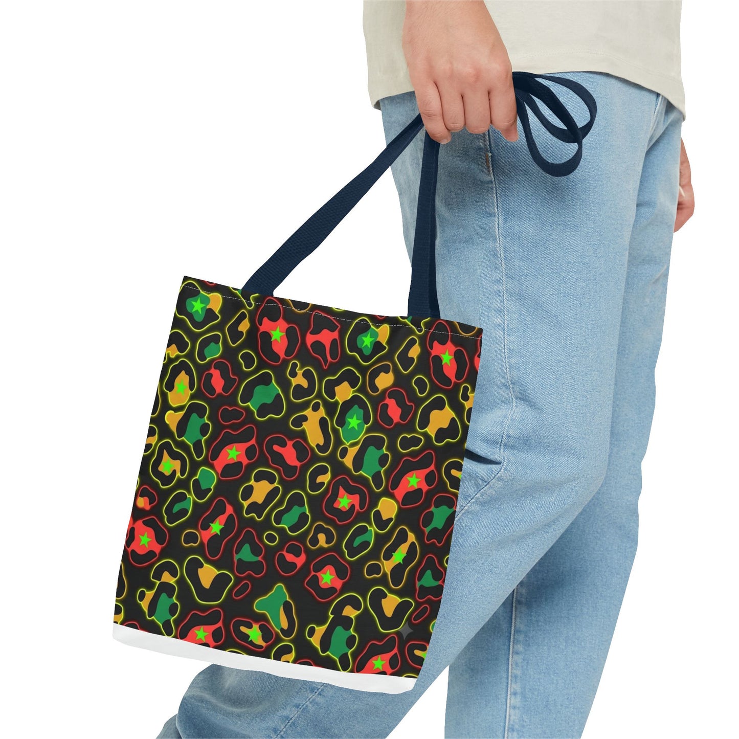 Rasta Leopard Print Tote Bag – Colorful Reggae-Inspired Print